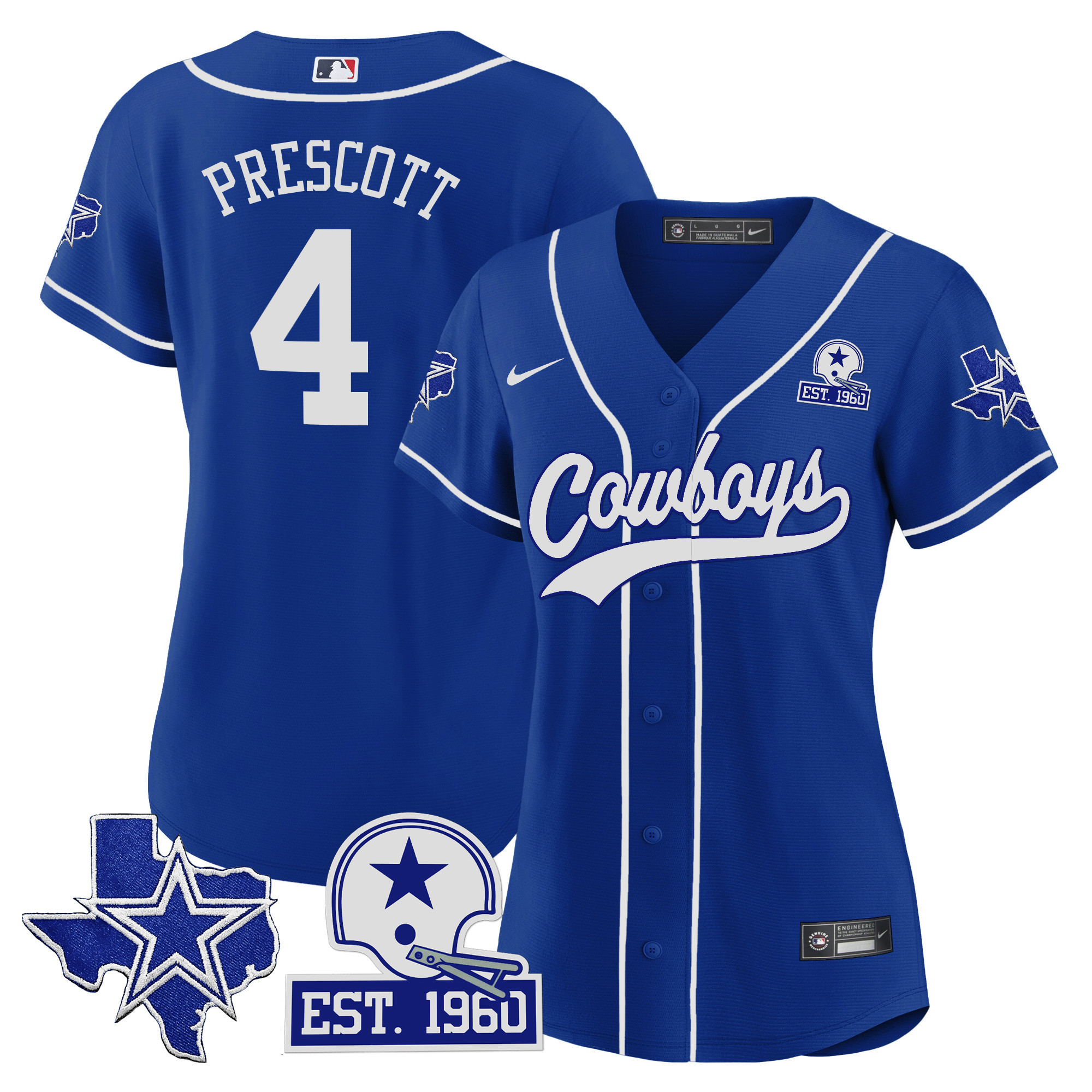 Women's Cowboys Texas Patch Baseball Jersey - All Stitched - Image 26