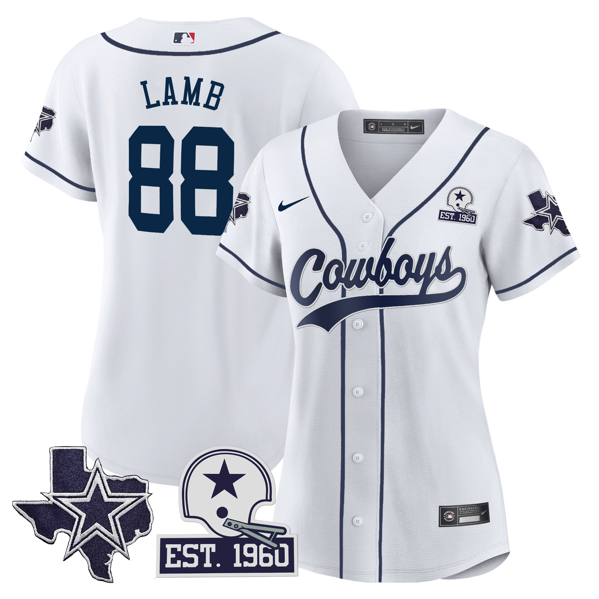 Women's Cowboys Texas Patch Baseball Jersey - All Stitched - Image 3