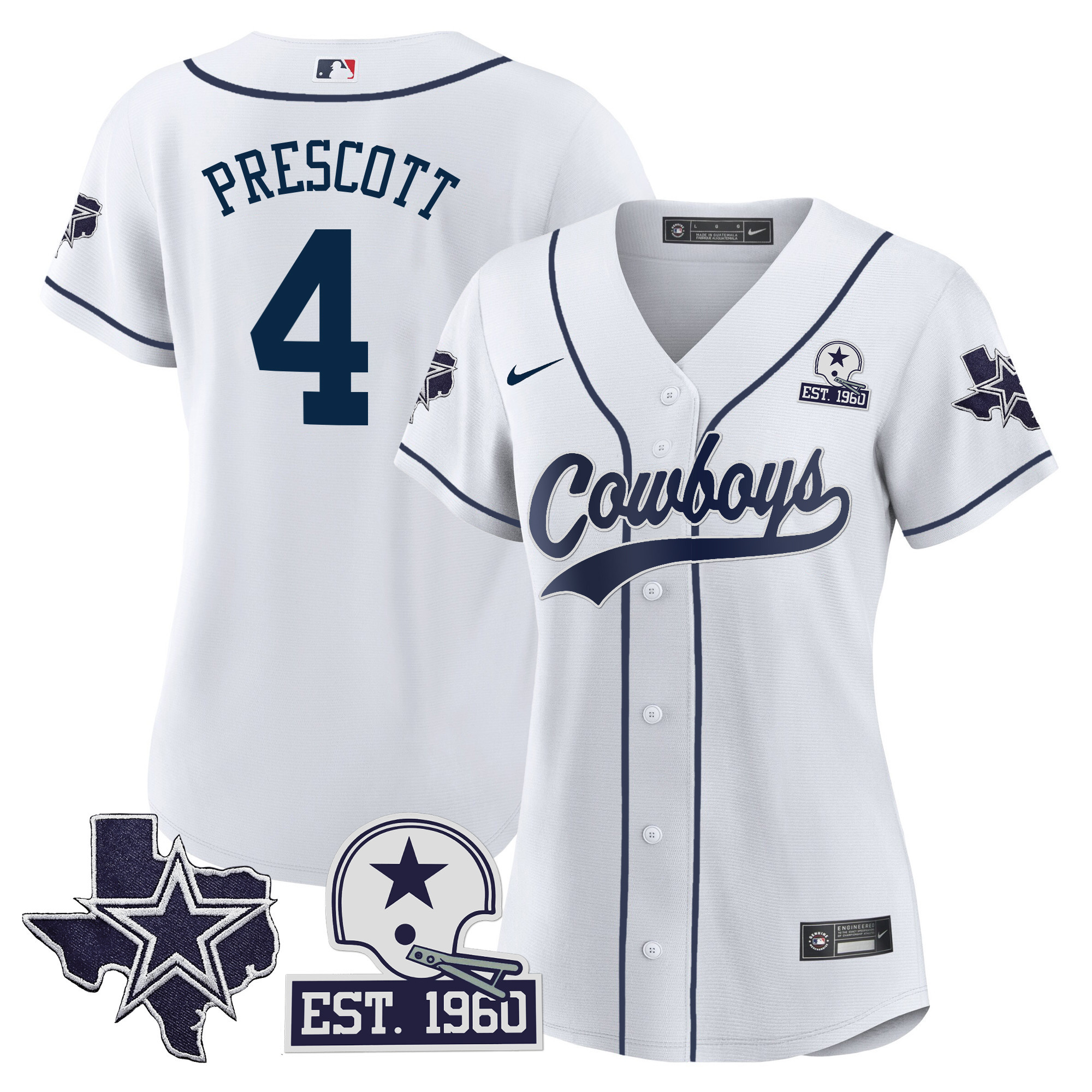 Women's Cowboys Texas Patch Baseball Jersey - All Stitched - Image 2