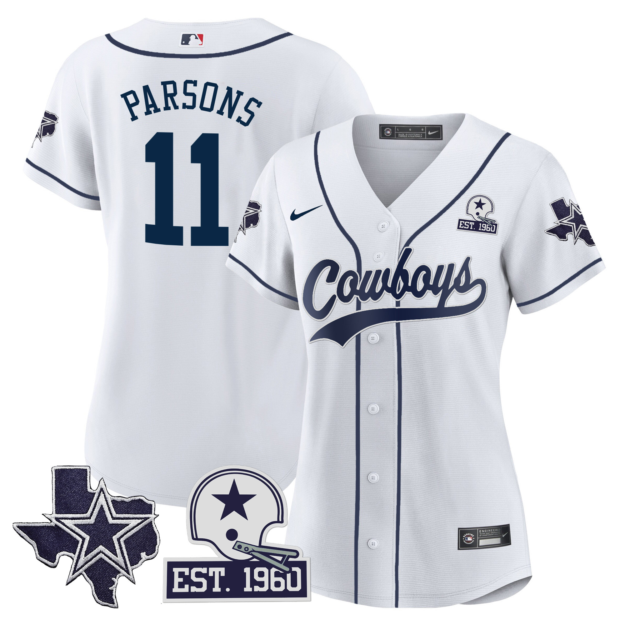 Women's Cowboys Texas Patch Baseball Jersey - All Stitched