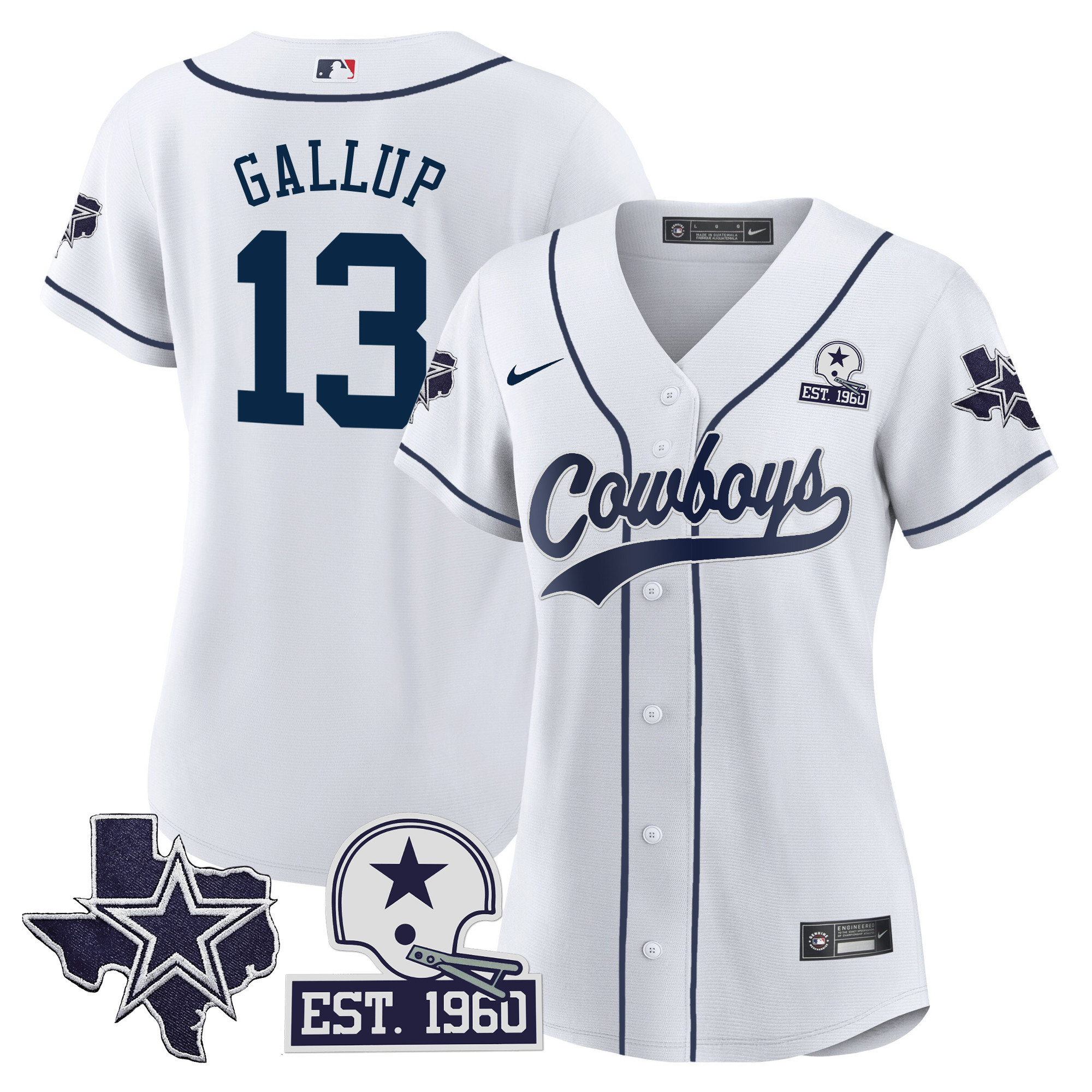 Women's Cowboys Texas Patch Baseball Jersey - All Stitched - Image 5