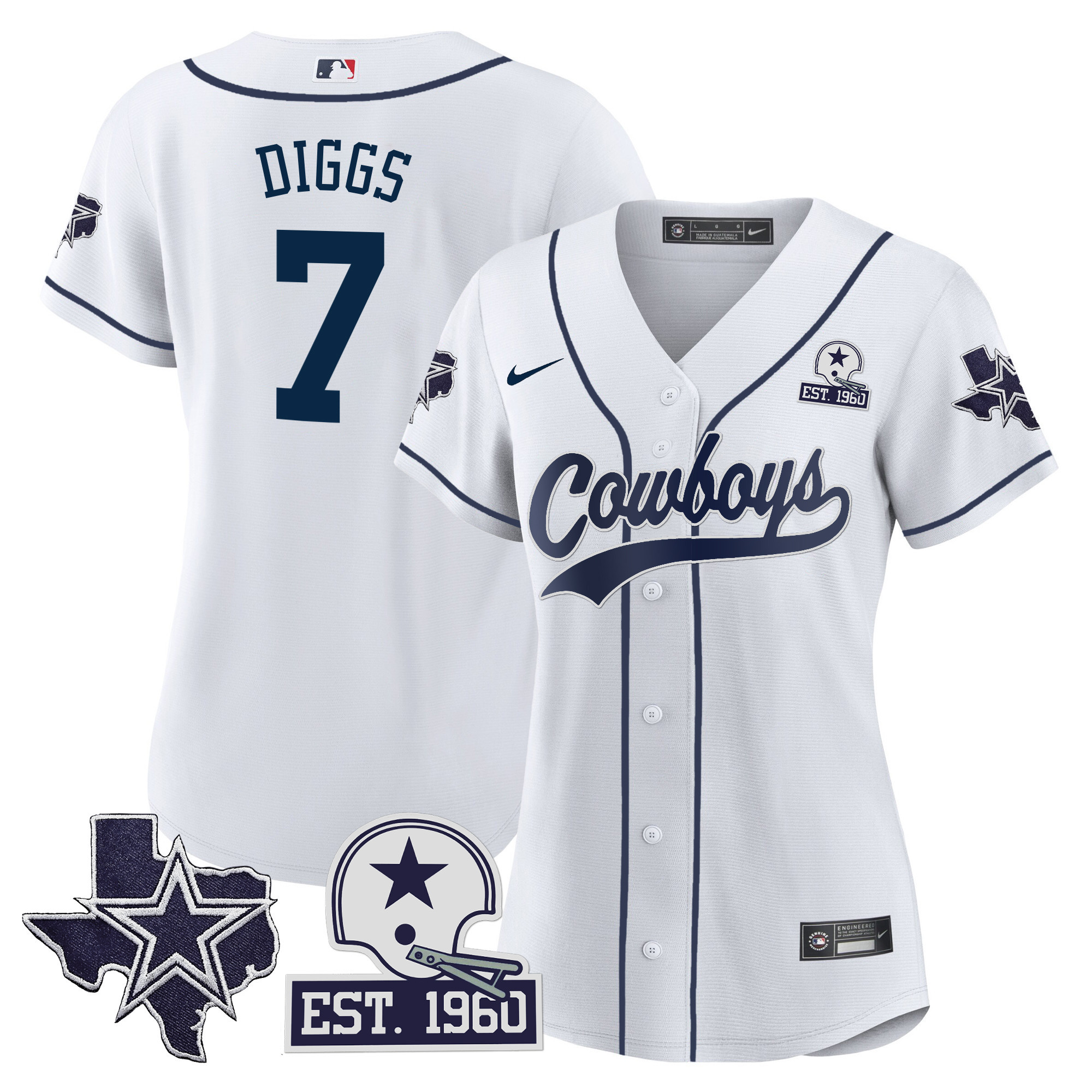 Women's Cowboys Texas Patch Baseball Jersey - All Stitched - Image 4