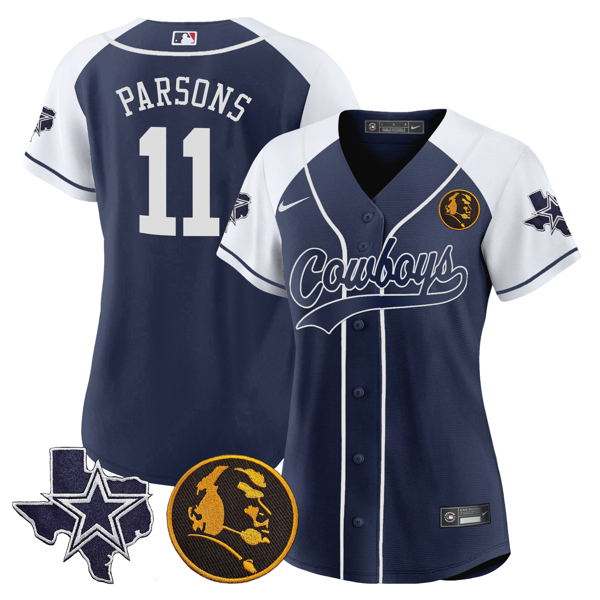 Women's Cowboys Texas & John Madden Patch Baseball Jersey - All Stitched - Image 17
