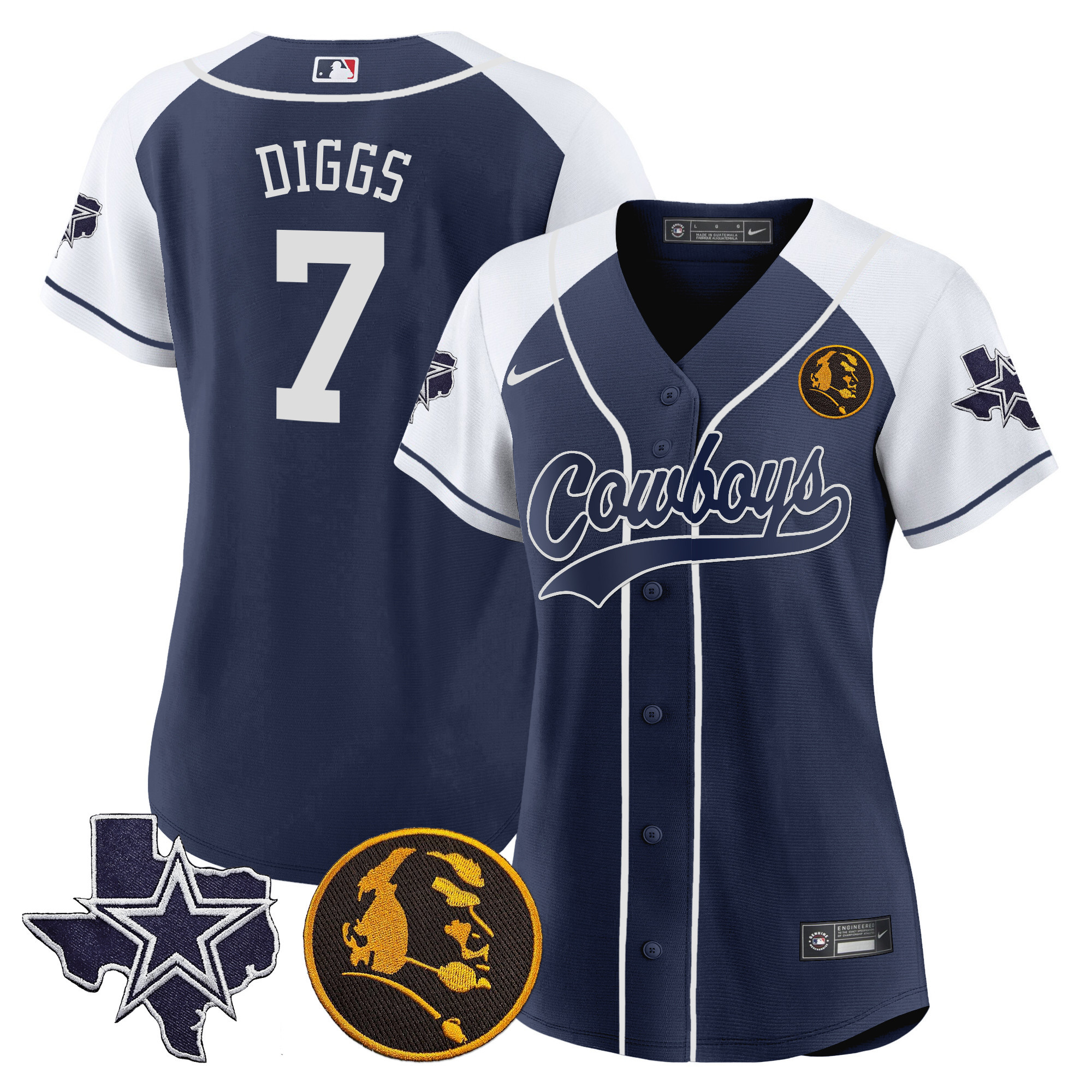 Women's Cowboys Texas & John Madden Patch Baseball Jersey - All Stitched - Image 20