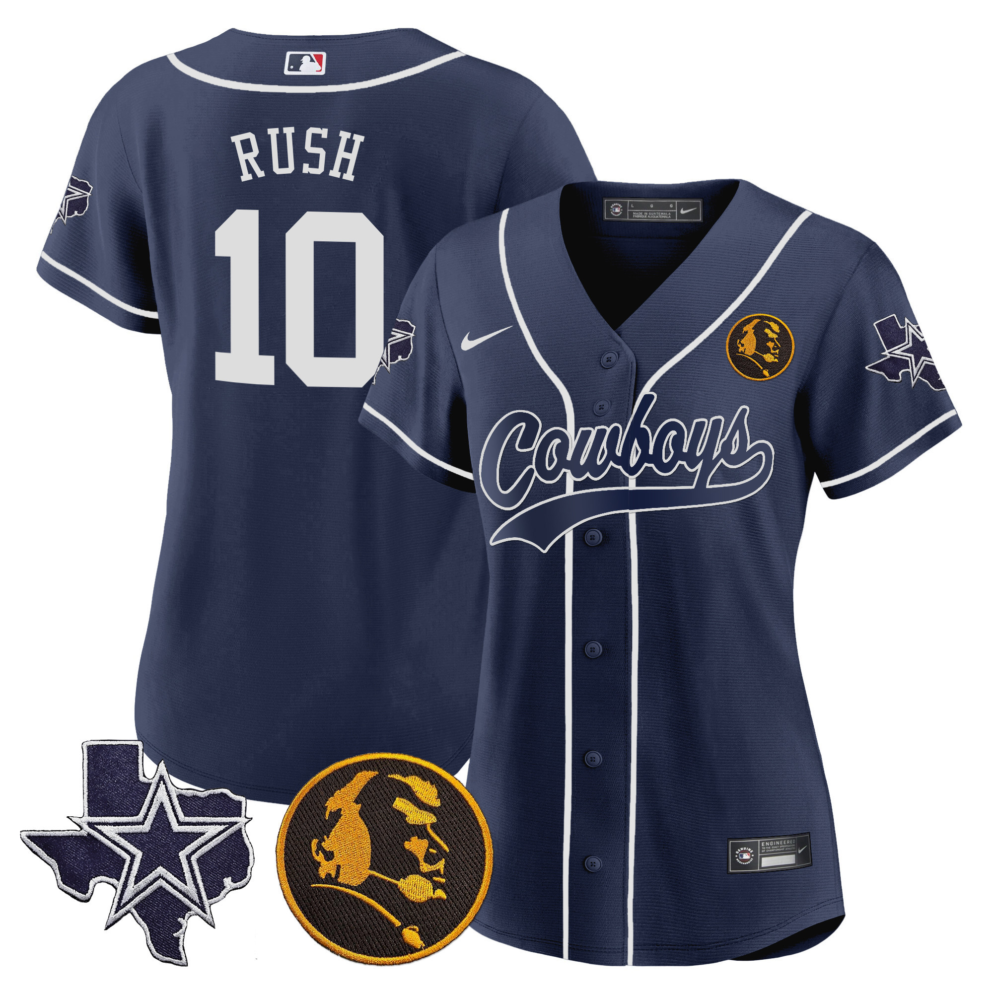Women's Cowboys Texas & John Madden Patch Baseball Jersey - All Stitched - Image 14