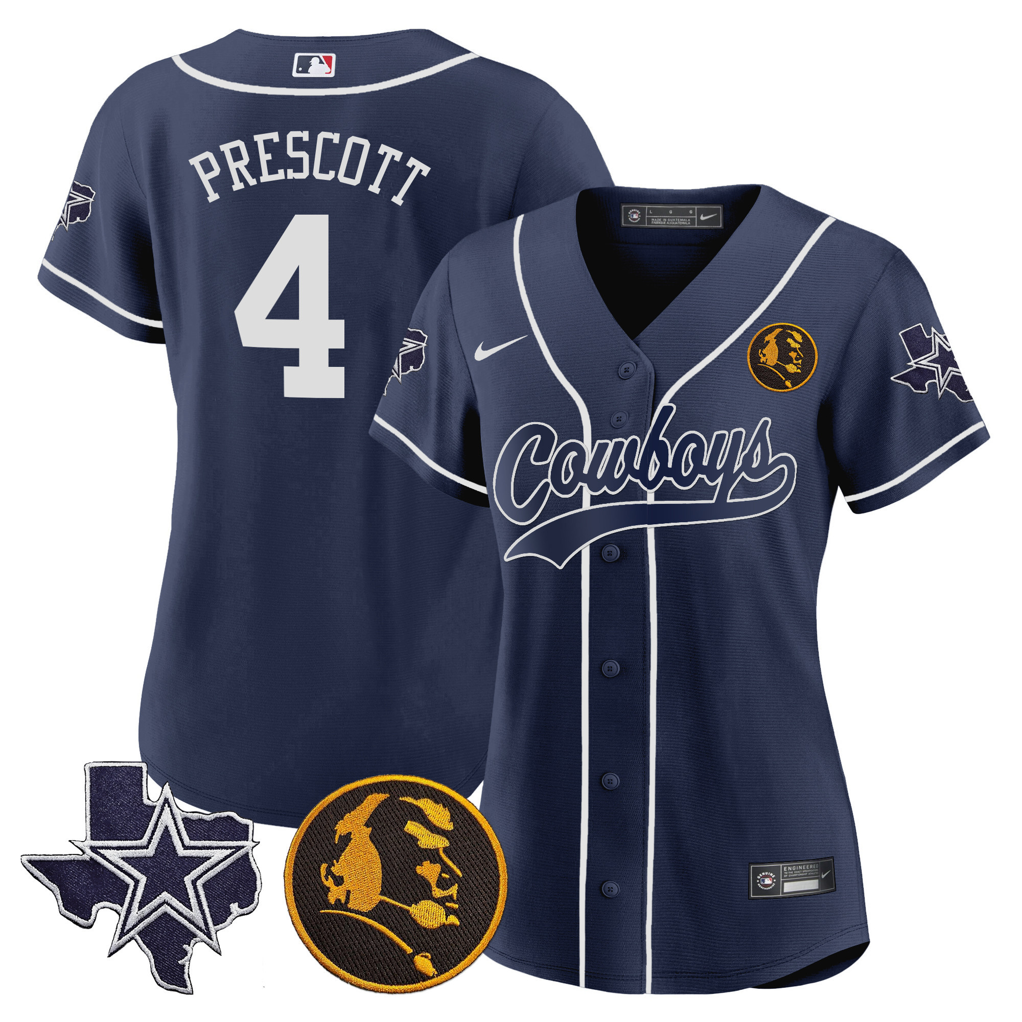 Women's Cowboys Texas & John Madden Patch Baseball Jersey - All Stitched - Image 10