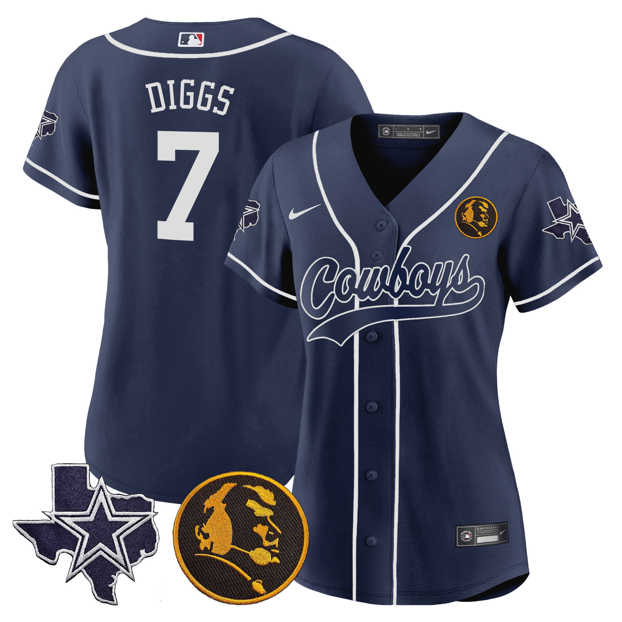 Women's Cowboys Texas & John Madden Patch Baseball Jersey - All Stitched - Image 12