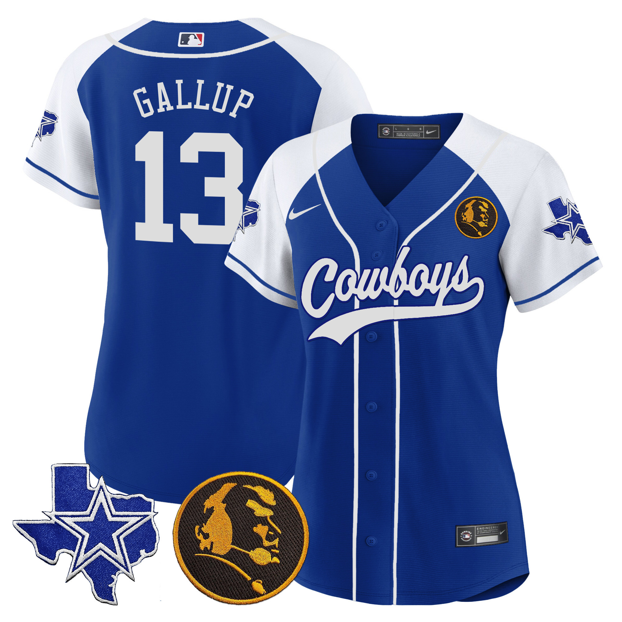 Women's Cowboys Texas & John Madden Patch Baseball Jersey - All Stitched - Image 37