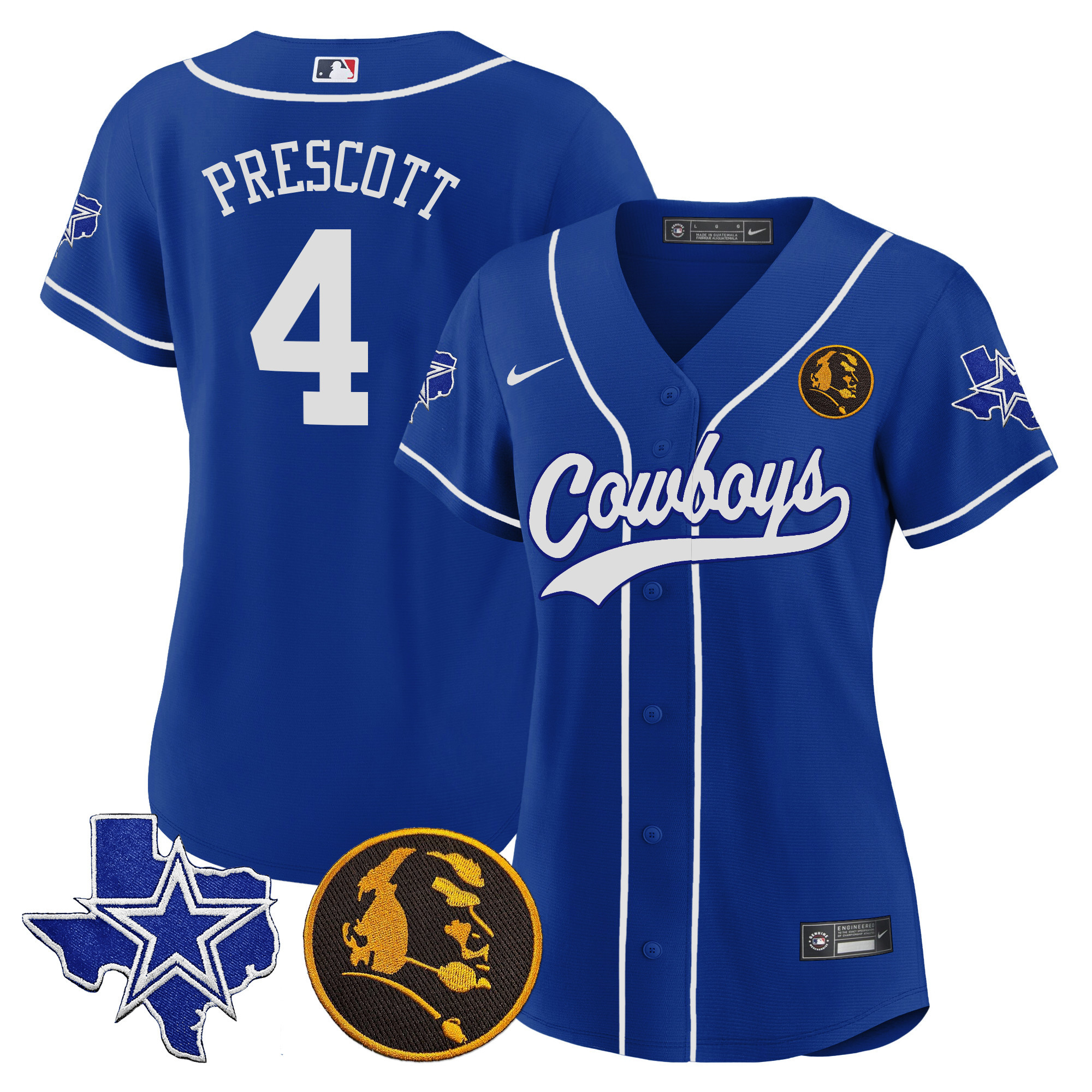 Women's Cowboys Texas & John Madden Patch Baseball Jersey - All Stitched - Image 26