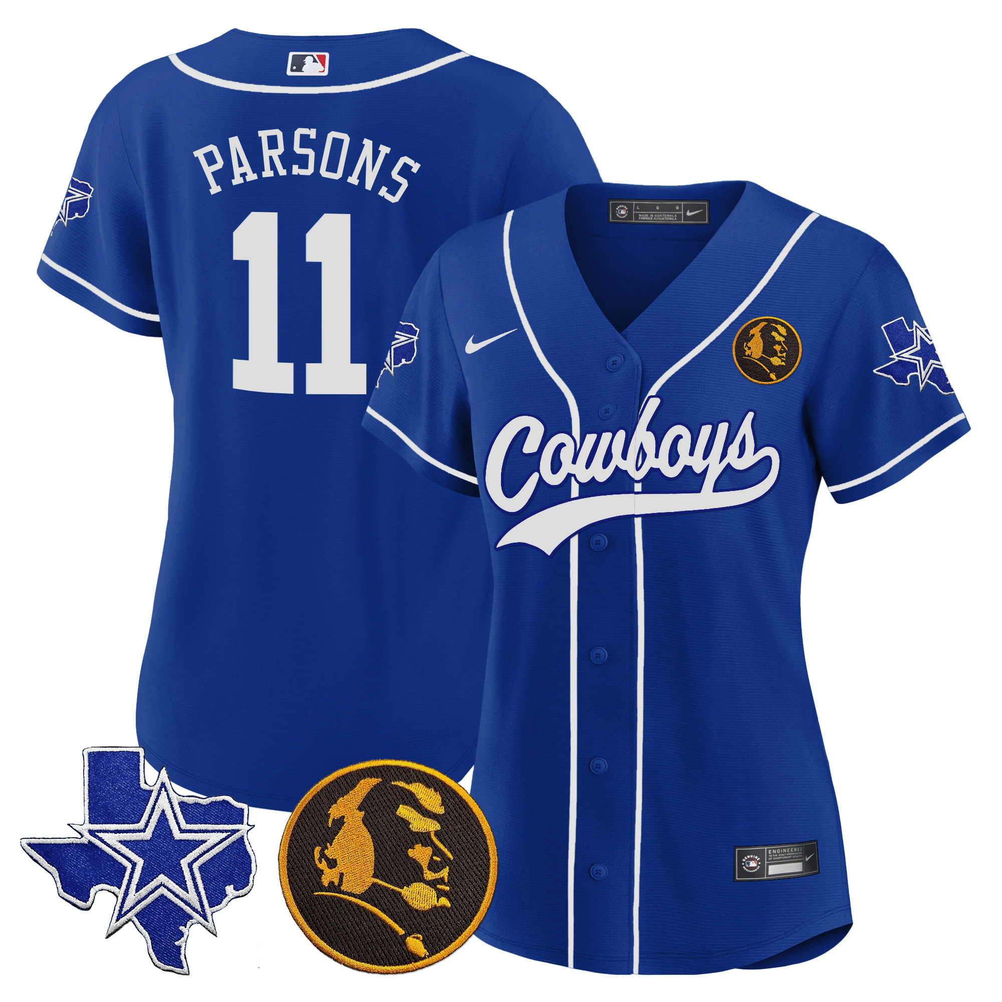 Women's Cowboys Texas & John Madden Patch Baseball Jersey - All Stitched - Image 25