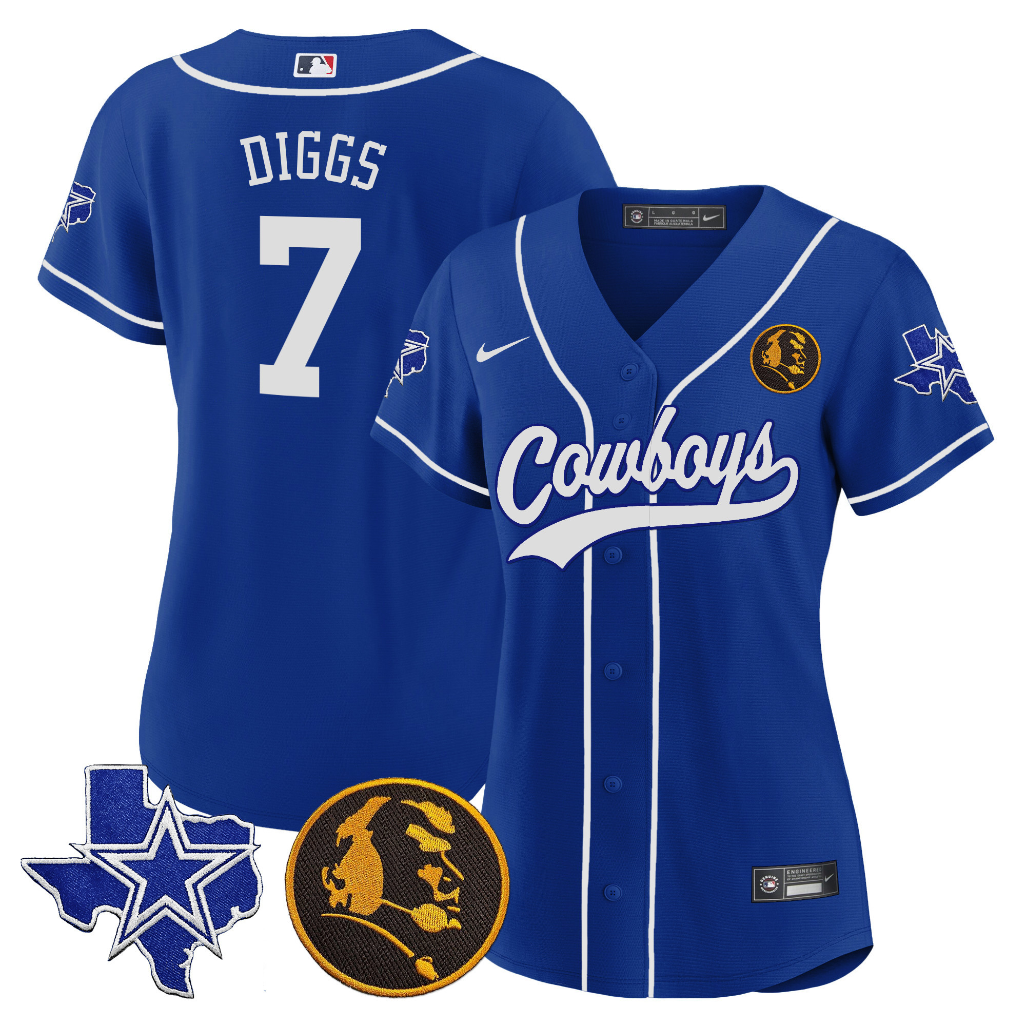 Women's Cowboys Texas & John Madden Patch Baseball Jersey - All Stitched - Image 28