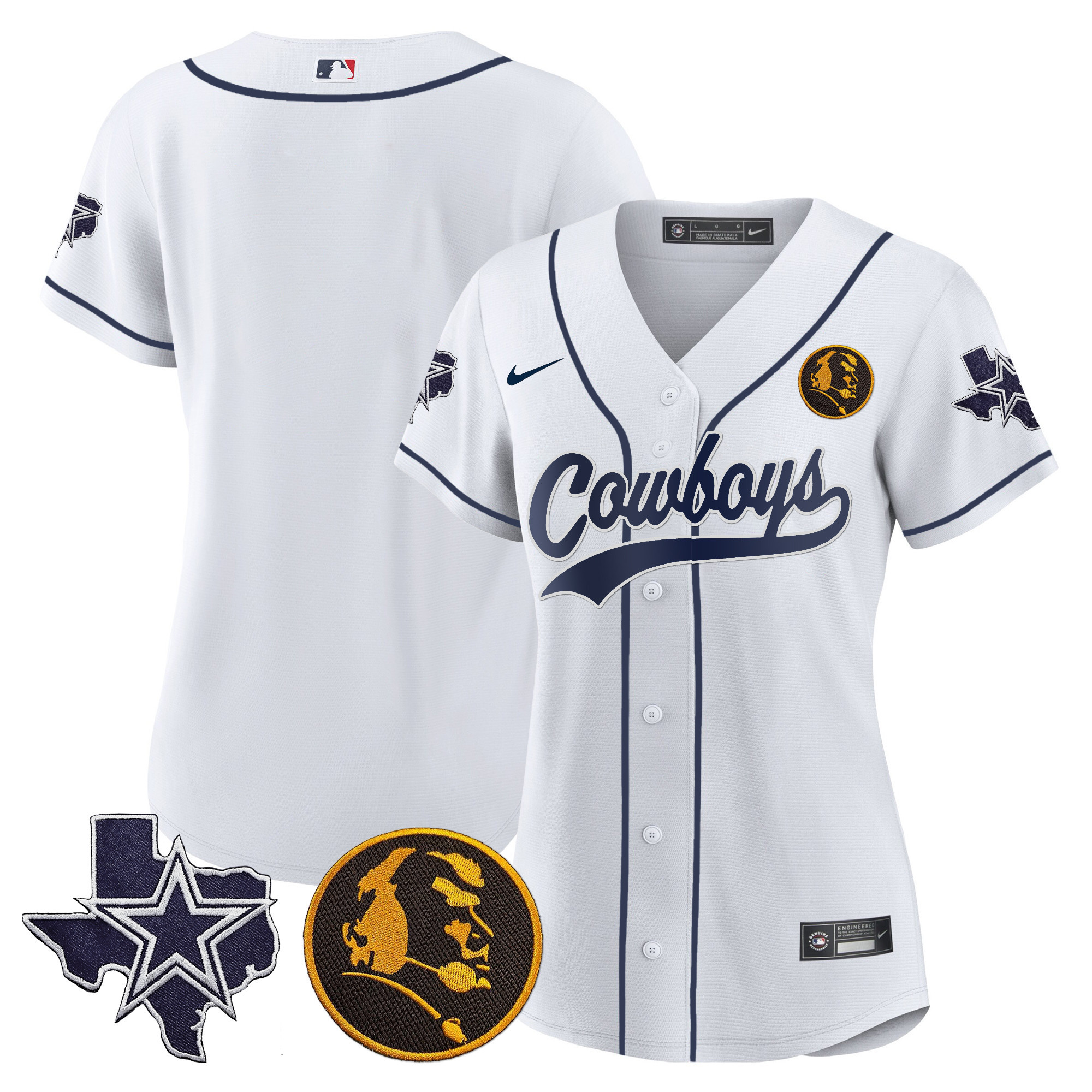 Women's Cowboys Texas & John Madden Patch Baseball Jersey - All Stitched - Image 8