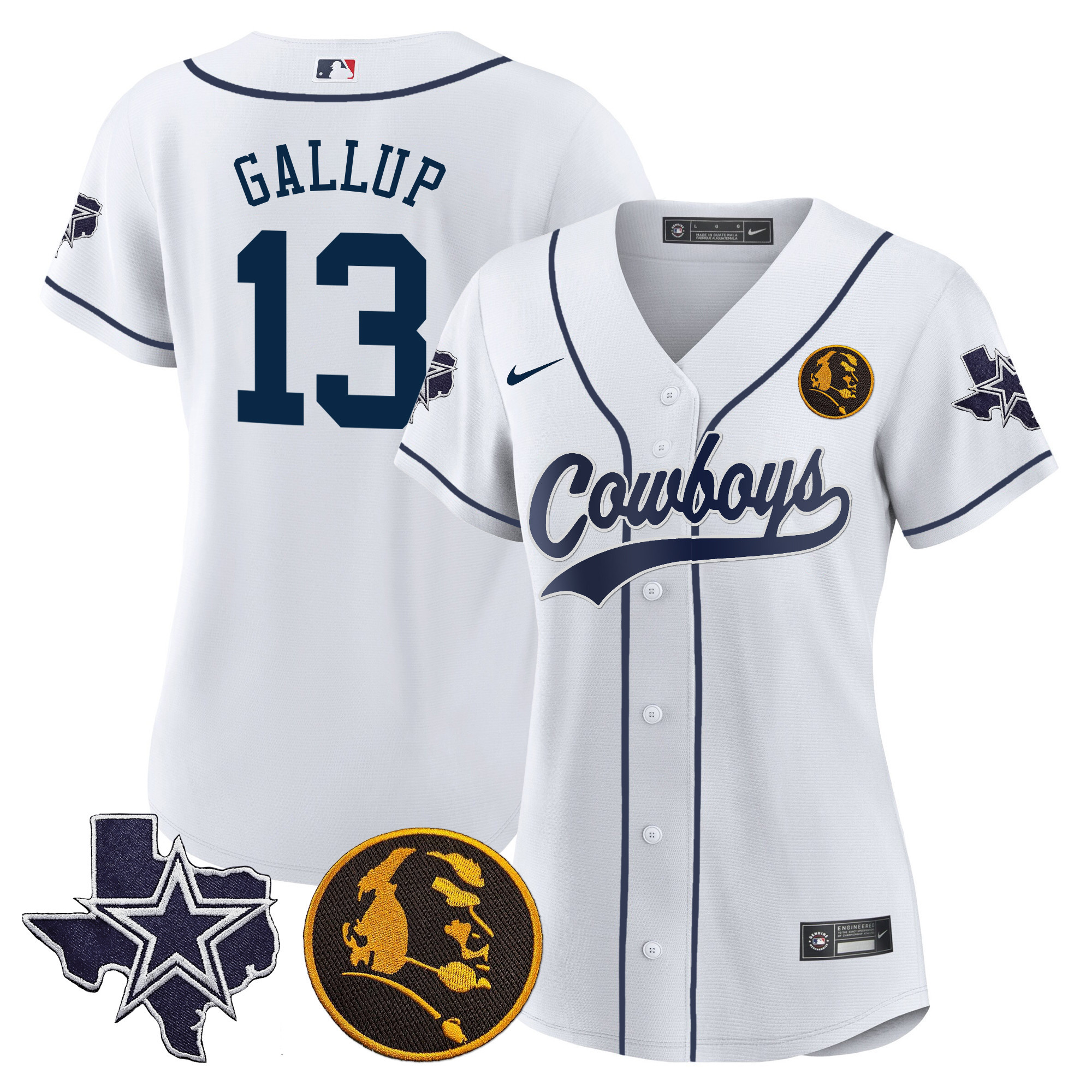 Women's Cowboys Texas & John Madden Patch Baseball Jersey - All Stitched - Image 5