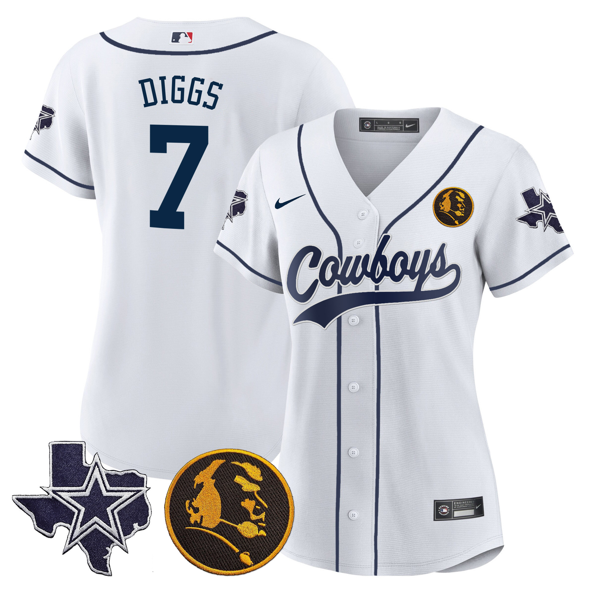 Women's Cowboys Texas & John Madden Patch Baseball Jersey - All Stitched - Image 4