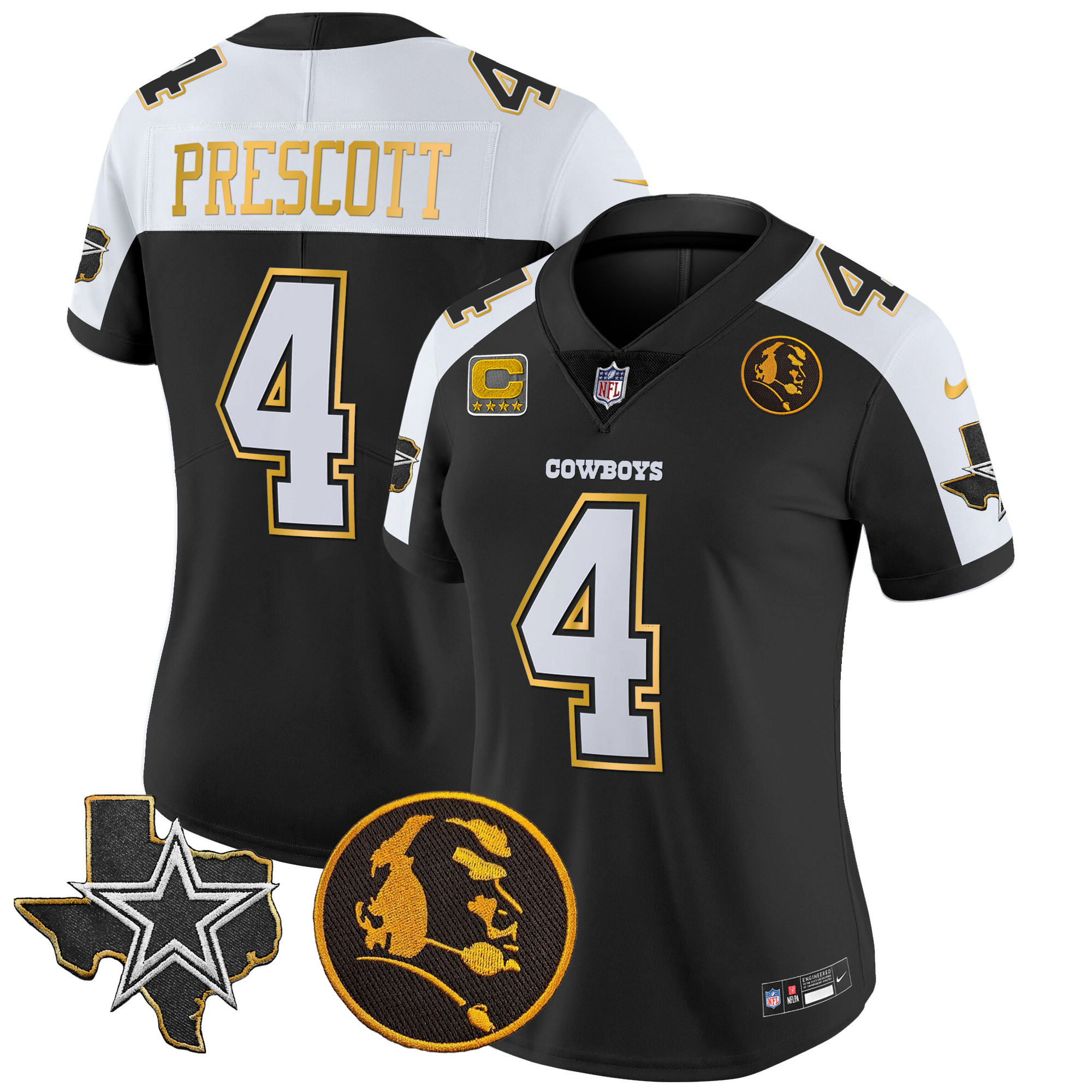 Women's Cowboys Texas & John Madden Patch Gold Trim Vapor Jersey - All Stitched - Image 9