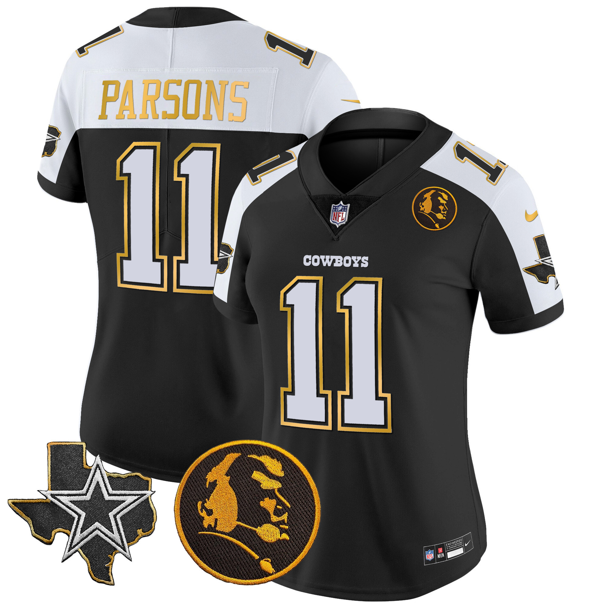 Women's Cowboys Texas & John Madden Patch Gold Trim Vapor Jersey - All Stitched - Image 8