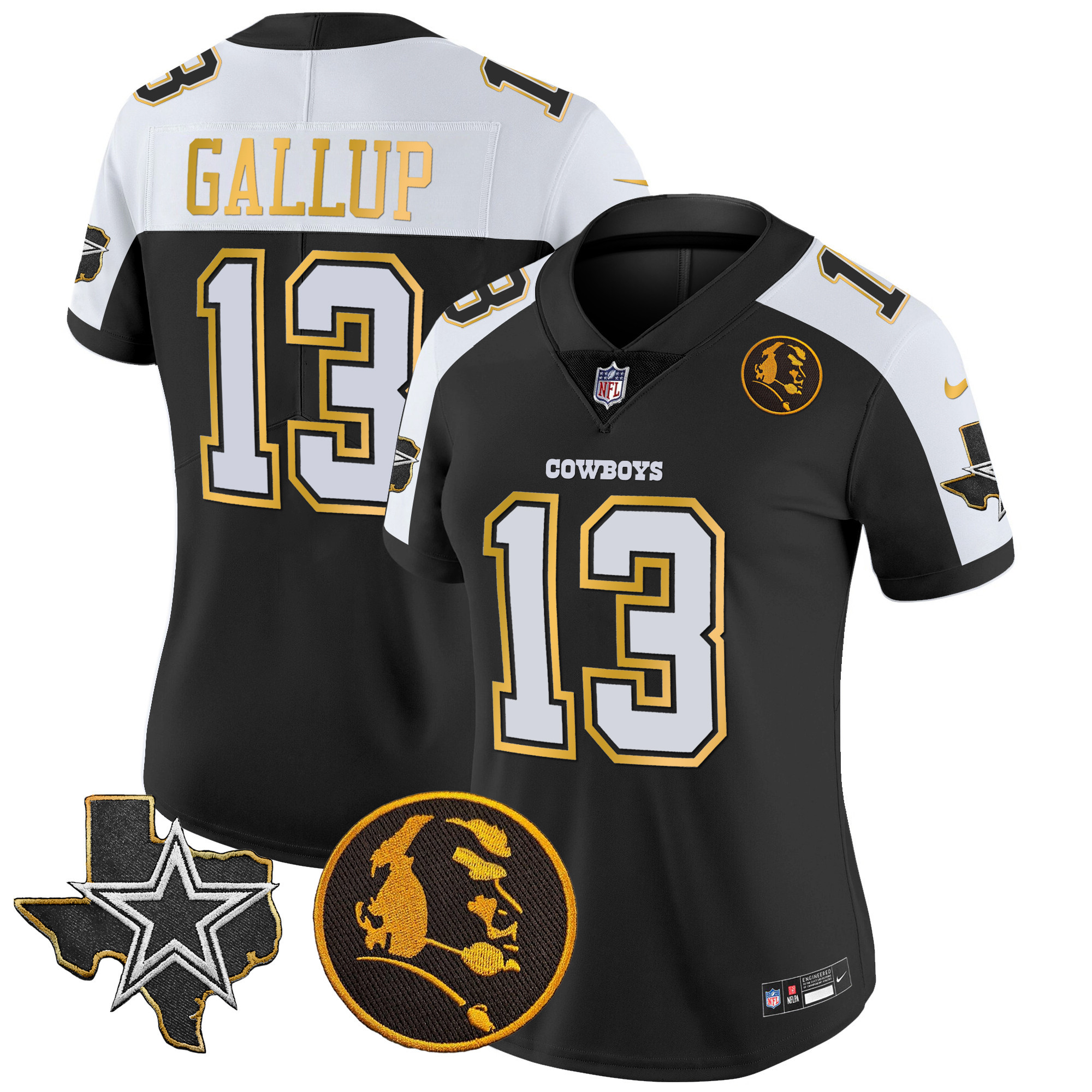 Women's Cowboys Texas & John Madden Patch Gold Trim Vapor Jersey - All Stitched - Image 12