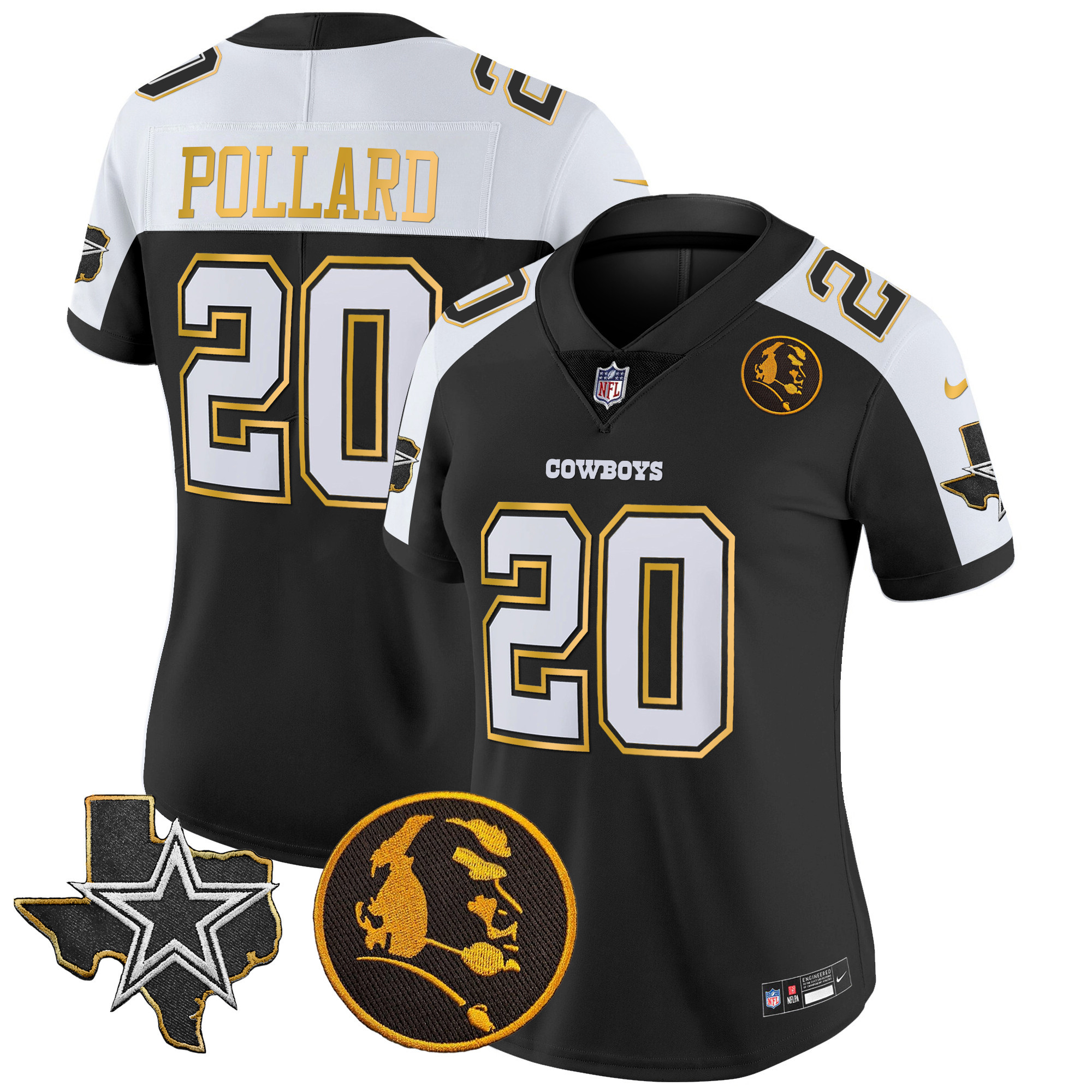 Women's Cowboys Texas & John Madden Patch Gold Trim Vapor Jersey - All Stitched - Image 14