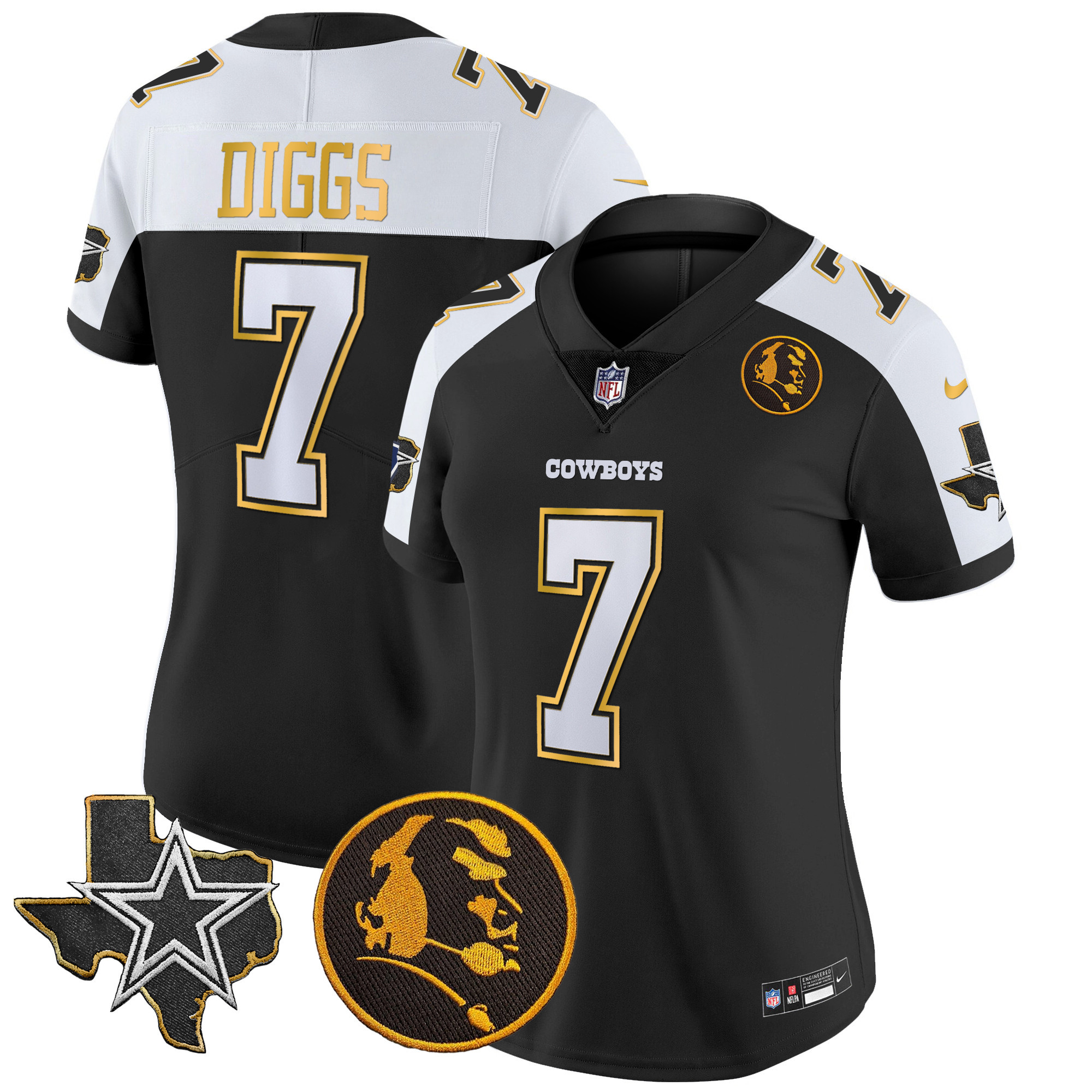 Women's Cowboys Texas & John Madden Patch Gold Trim Vapor Jersey - All Stitched - Image 11