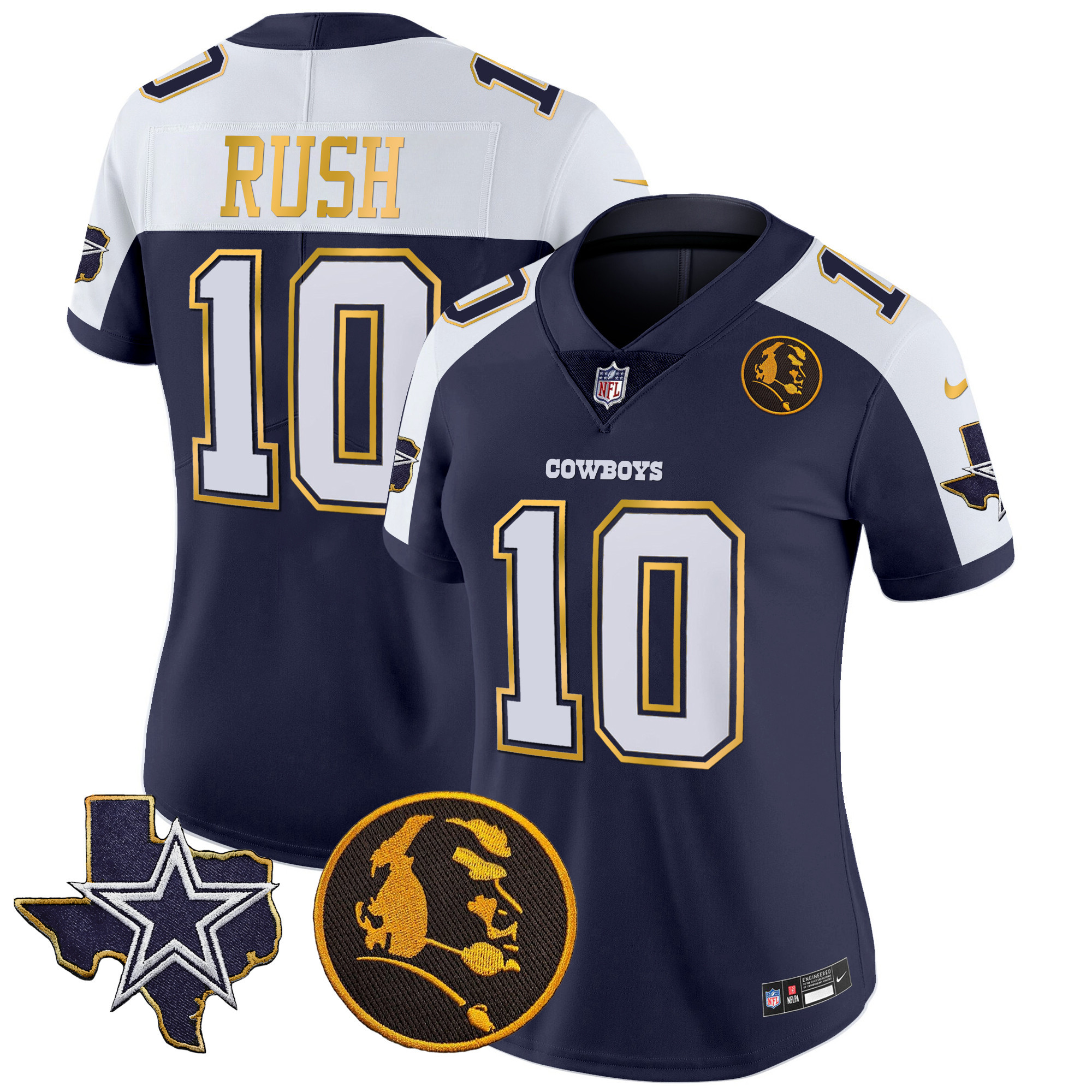 Women's Cowboys Texas & John Madden Patch Gold Trim Vapor Jersey - All Stitched - Image 6