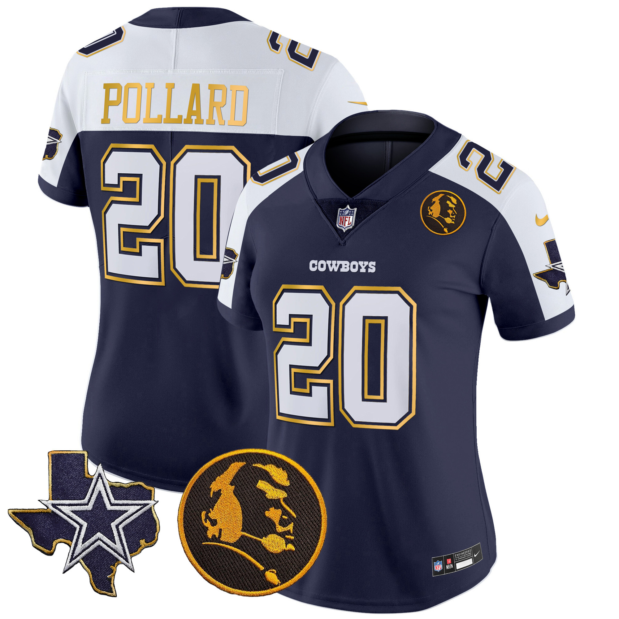 Women's Cowboys Texas & John Madden Patch Gold Trim Vapor Jersey - All Stitched - Image 7