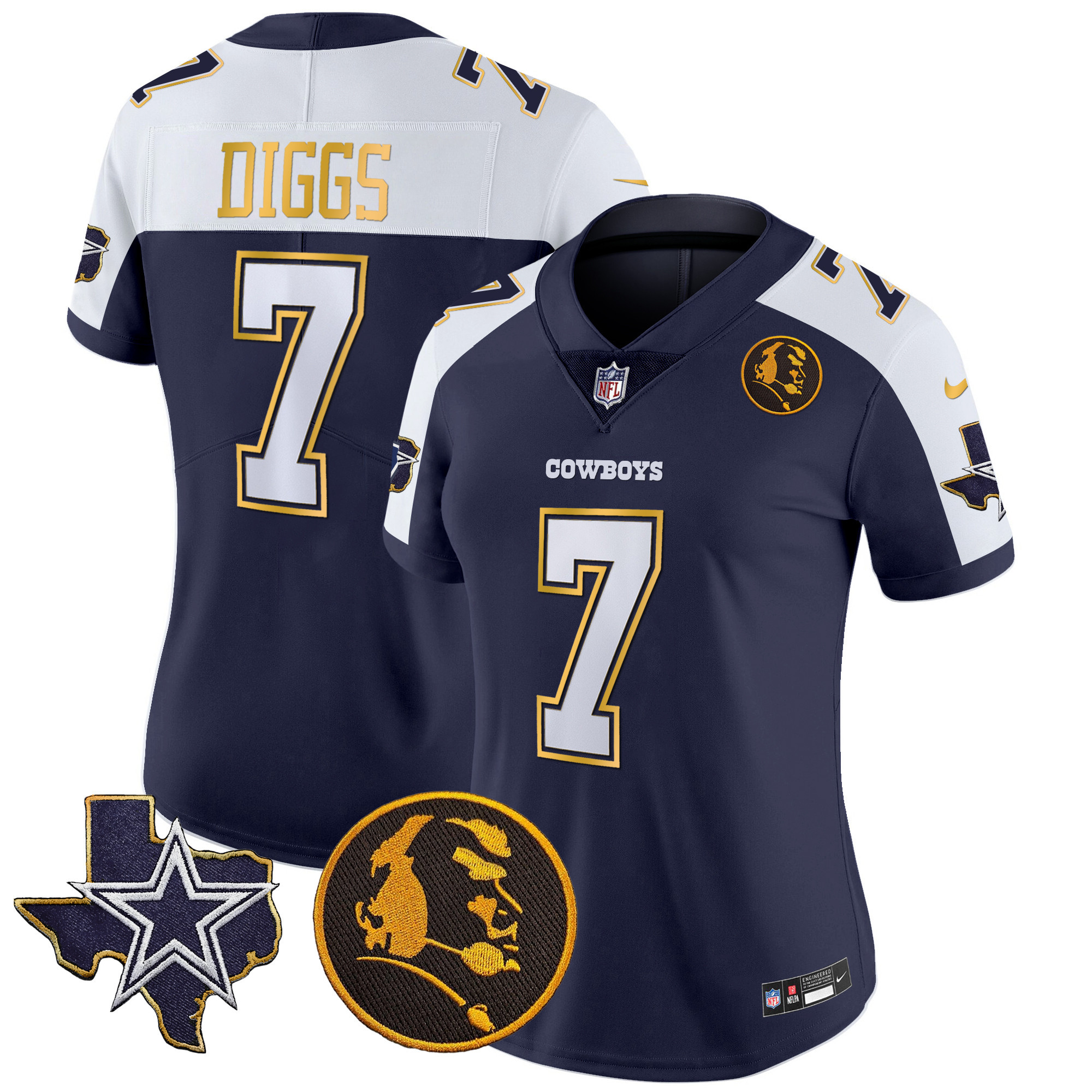 Women's Cowboys Texas & John Madden Patch Gold Trim Vapor Jersey - All Stitched - Image 4