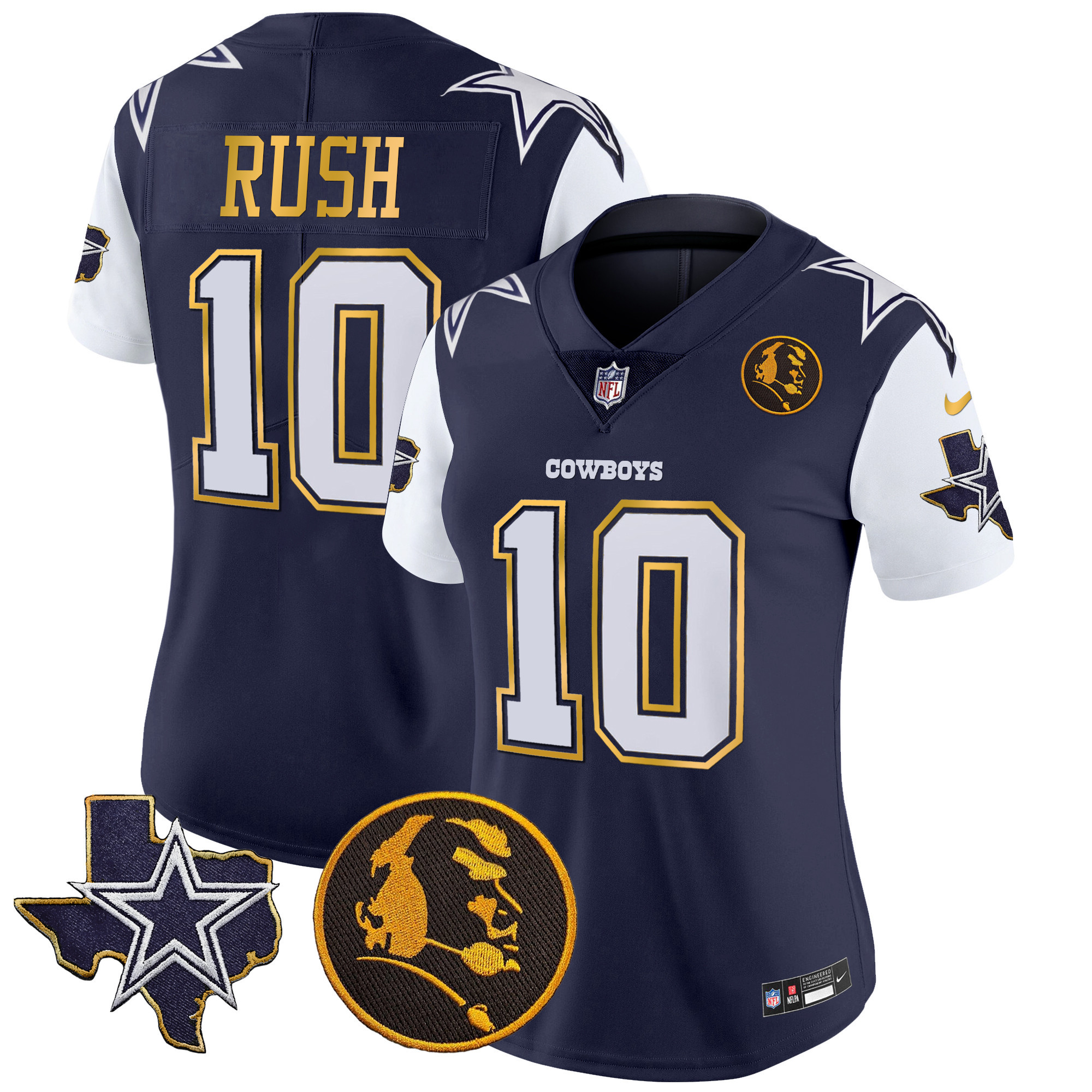 Women's Cowboys Texas & John Madden Patch Gold Trim Vapor Jersey - All Stitched - Image 27