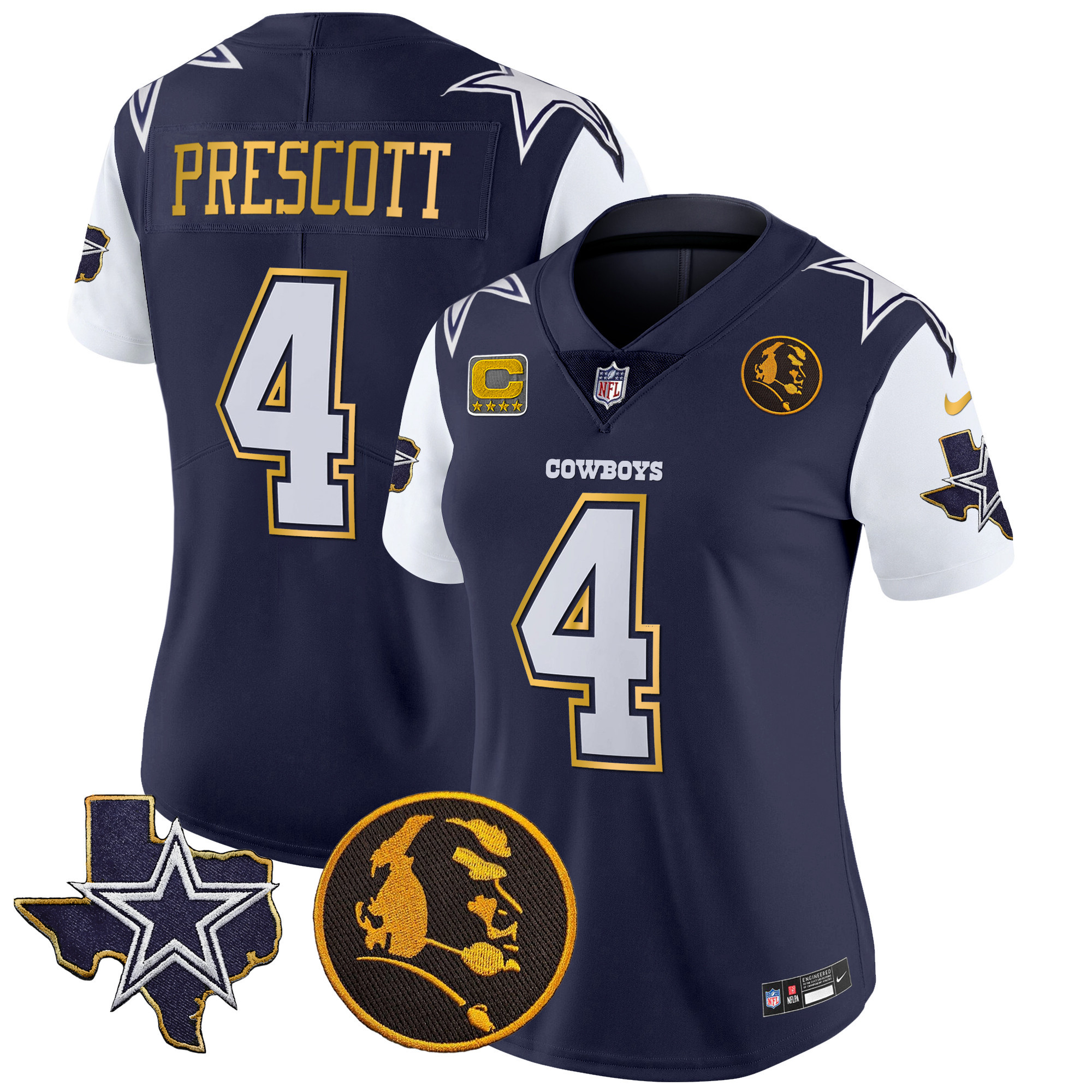 Women's Cowboys Texas & John Madden Patch Gold Trim Vapor Jersey - All Stitched - Image 23