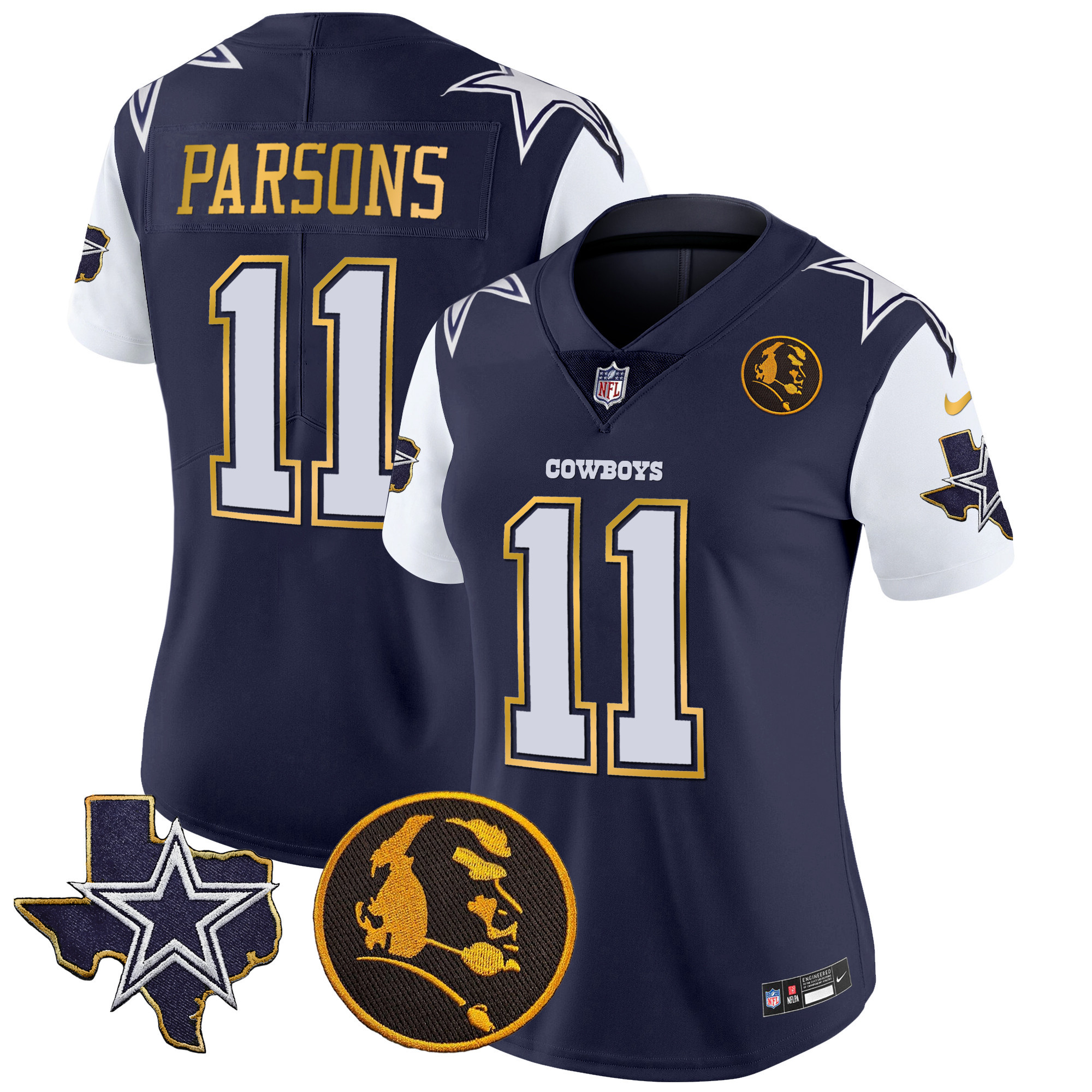 Women's Cowboys Texas & John Madden Patch Gold Trim Vapor Jersey - All Stitched - Image 22
