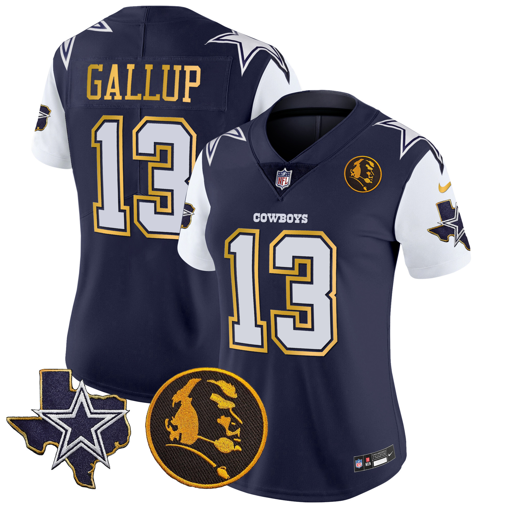 Women's Cowboys Texas & John Madden Patch Gold Trim Vapor Jersey - All Stitched - Image 26