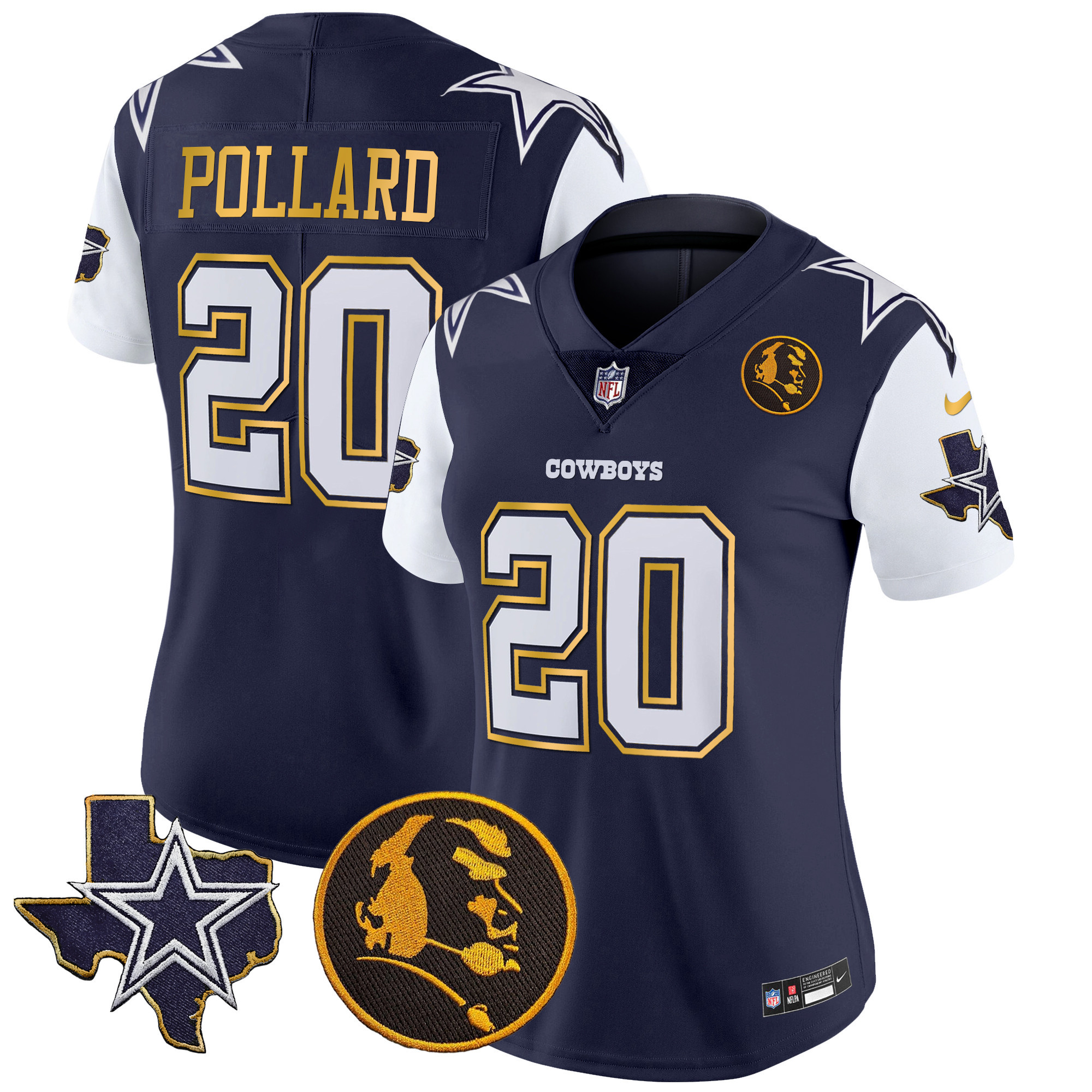 Women's Cowboys Texas & John Madden Patch Gold Trim Vapor Jersey - All Stitched - Image 28