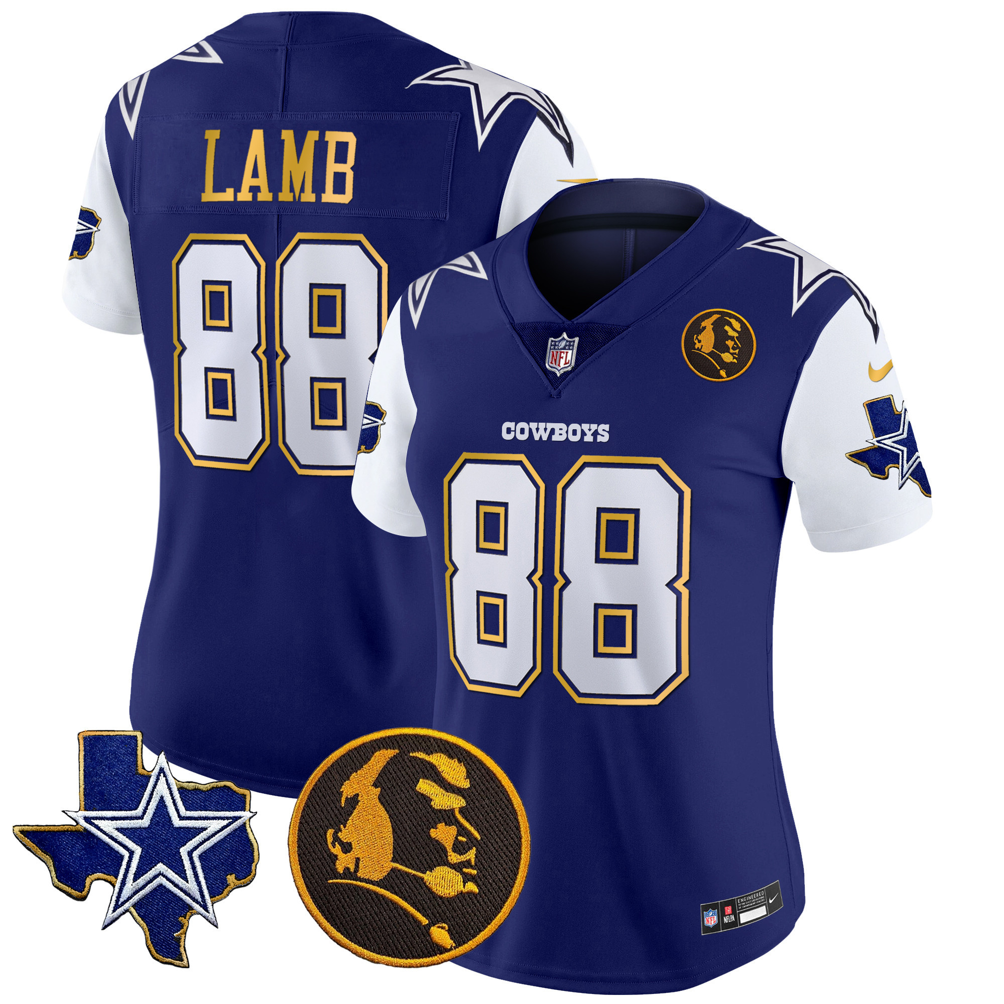 Women's Cowboys Texas & John Madden Patch Gold Trim Vapor Jersey - All Stitched - Image 17