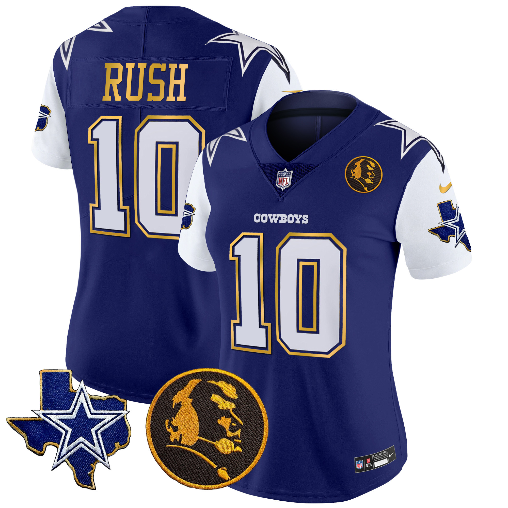 Women's Cowboys Texas & John Madden Patch Gold Trim Vapor Jersey - All Stitched - Image 20