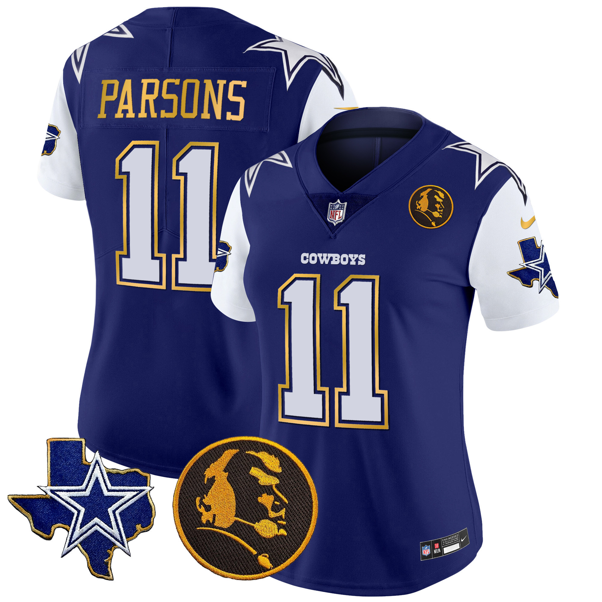 Women's Cowboys Texas & John Madden Patch Gold Trim Vapor Jersey - All Stitched - Image 15