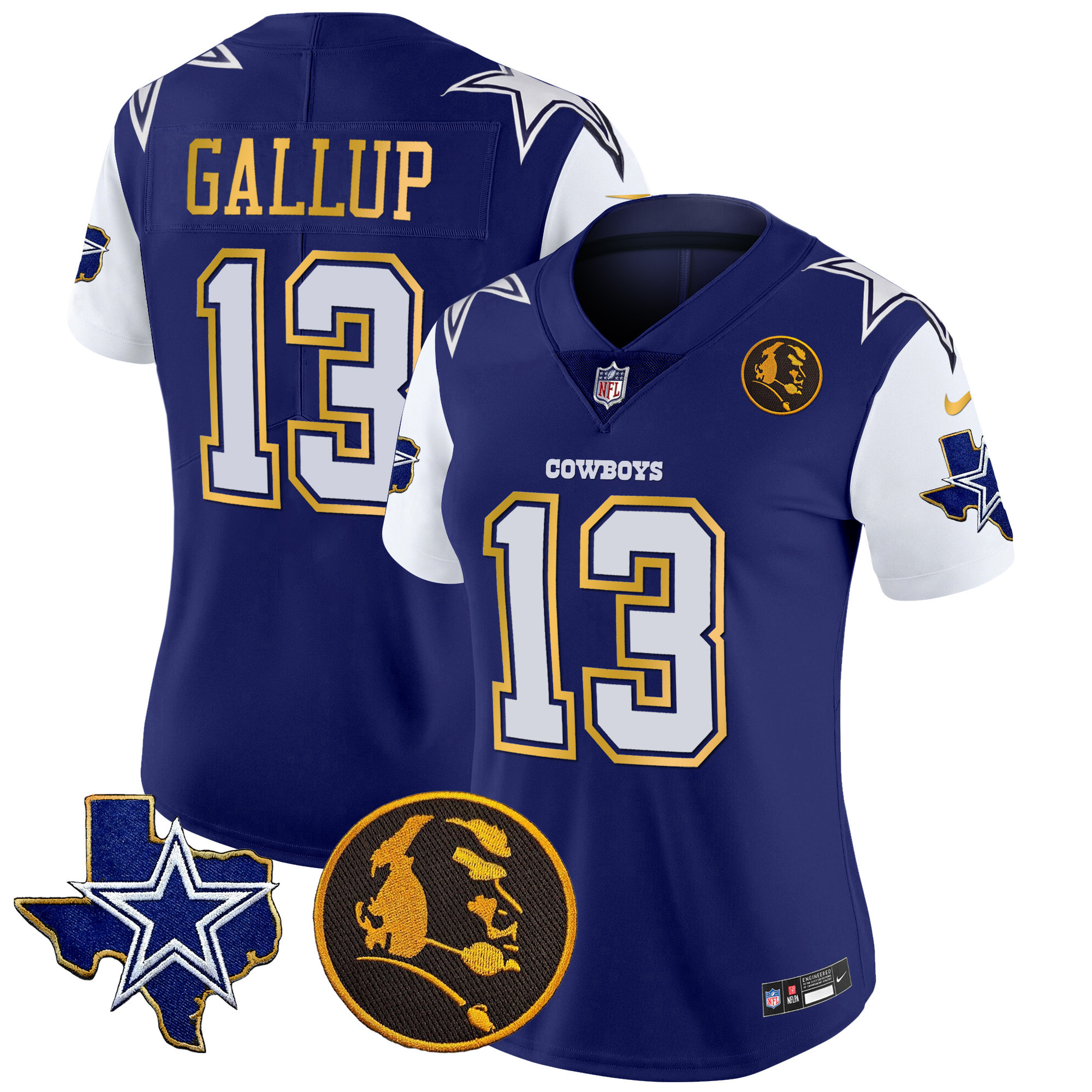 Women's Cowboys Texas & John Madden Patch Gold Trim Vapor Jersey - All Stitched - Image 19