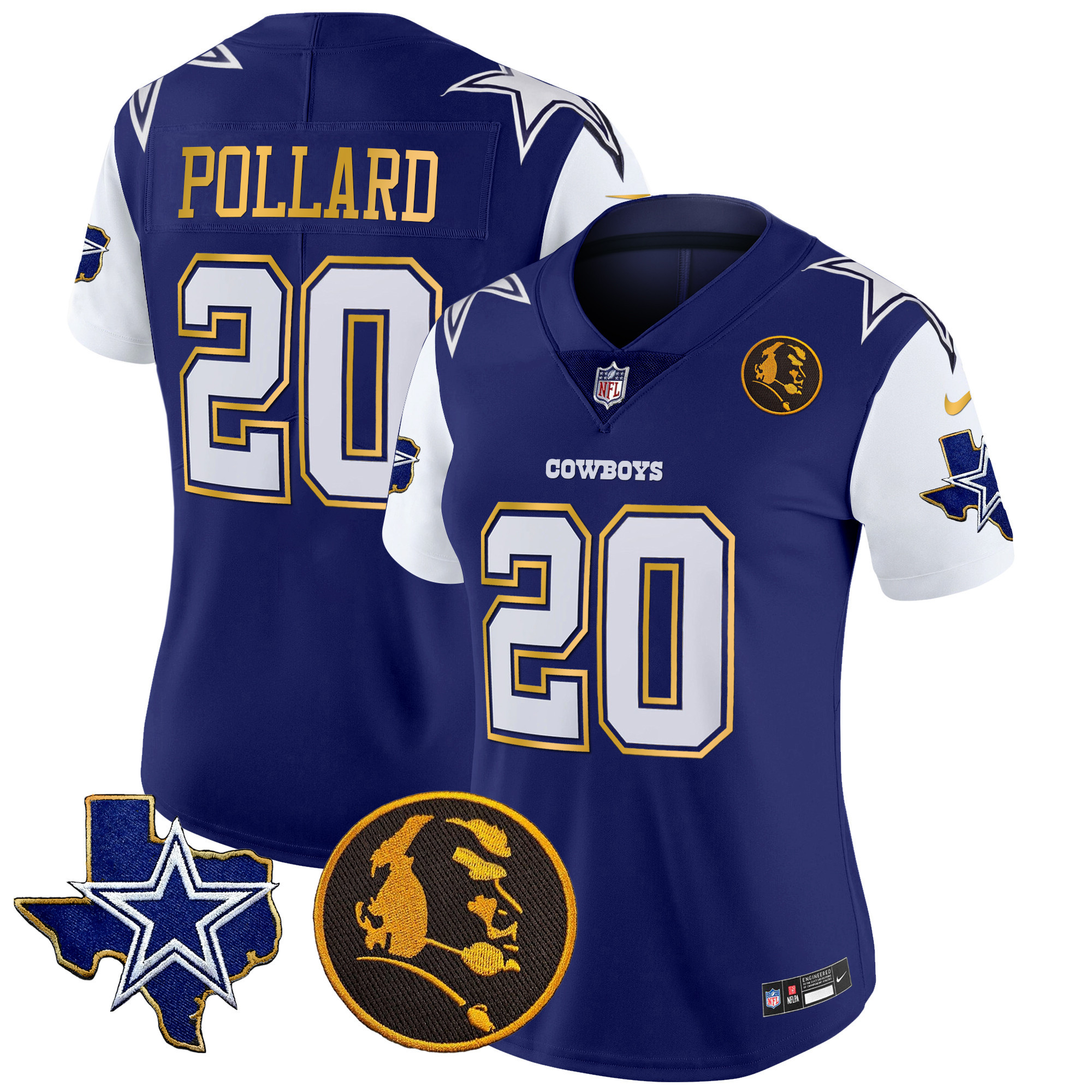 Women's Cowboys Texas & John Madden Patch Gold Trim Vapor Jersey - All Stitched - Image 21