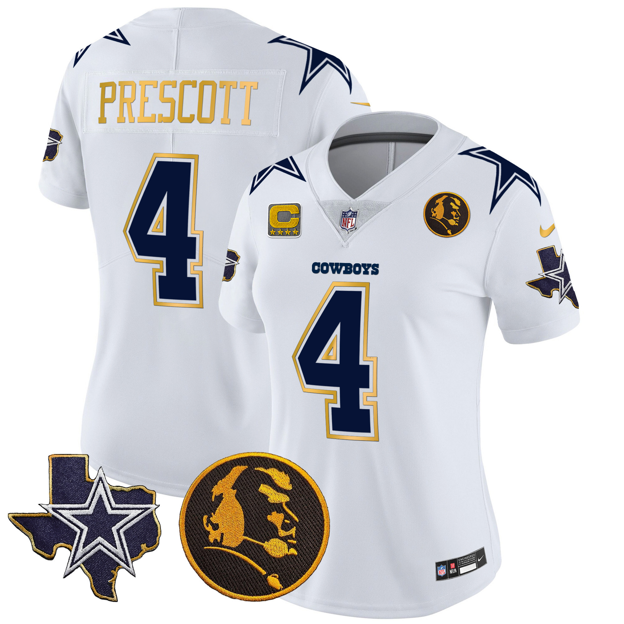 Women's Cowboys Texas & John Madden Patch Gold Trim Vapor Jersey - All Stitched - Image 30