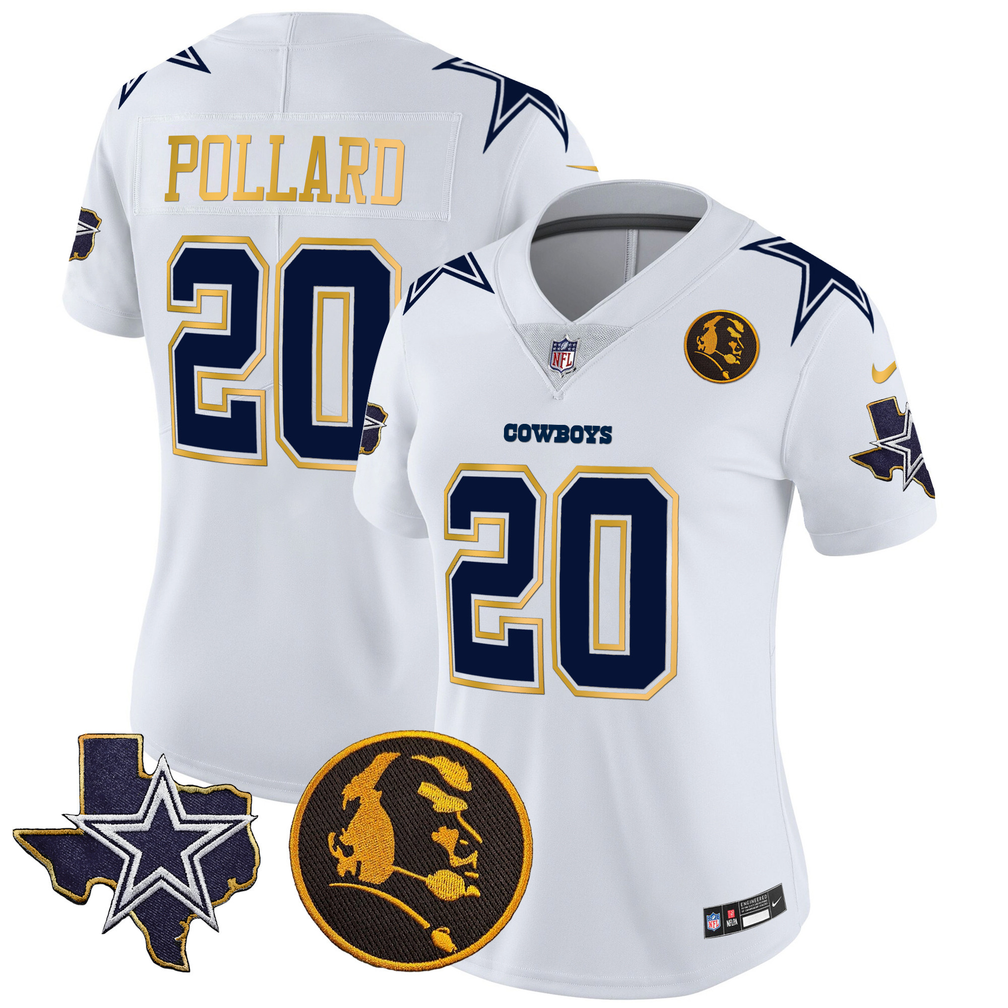 Women's Cowboys Texas & John Madden Patch Gold Trim Vapor Jersey - All Stitched - Image 35