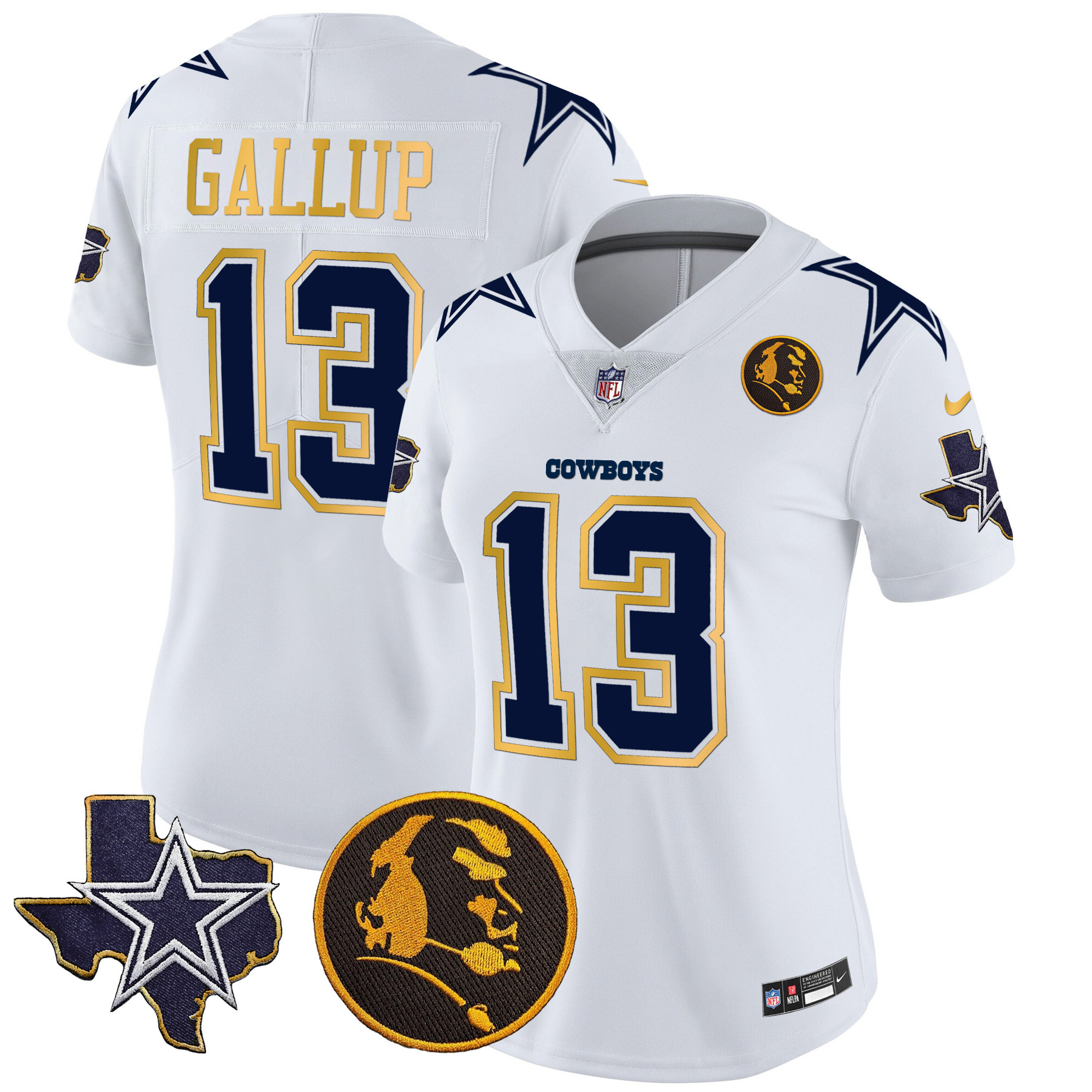 Women's Cowboys Texas & John Madden Patch Gold Trim Vapor Jersey - All Stitched - Image 33