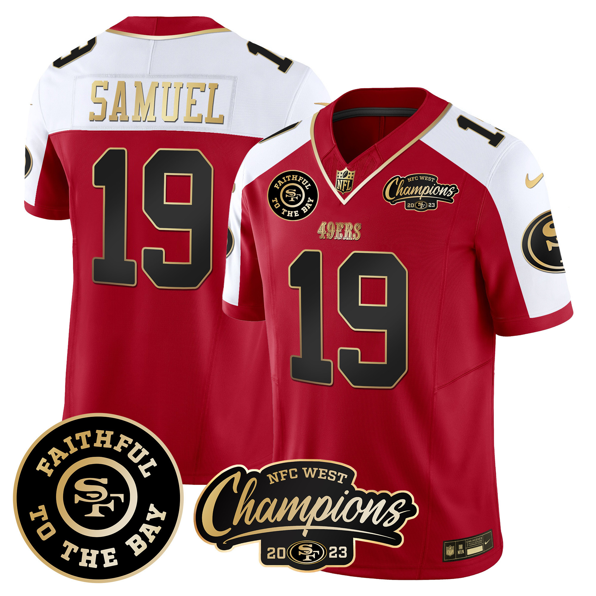 Men's 49ers Faithful & 2023 NFC West Champions Patch Vapor Jersey - All Stitched - Image 42
