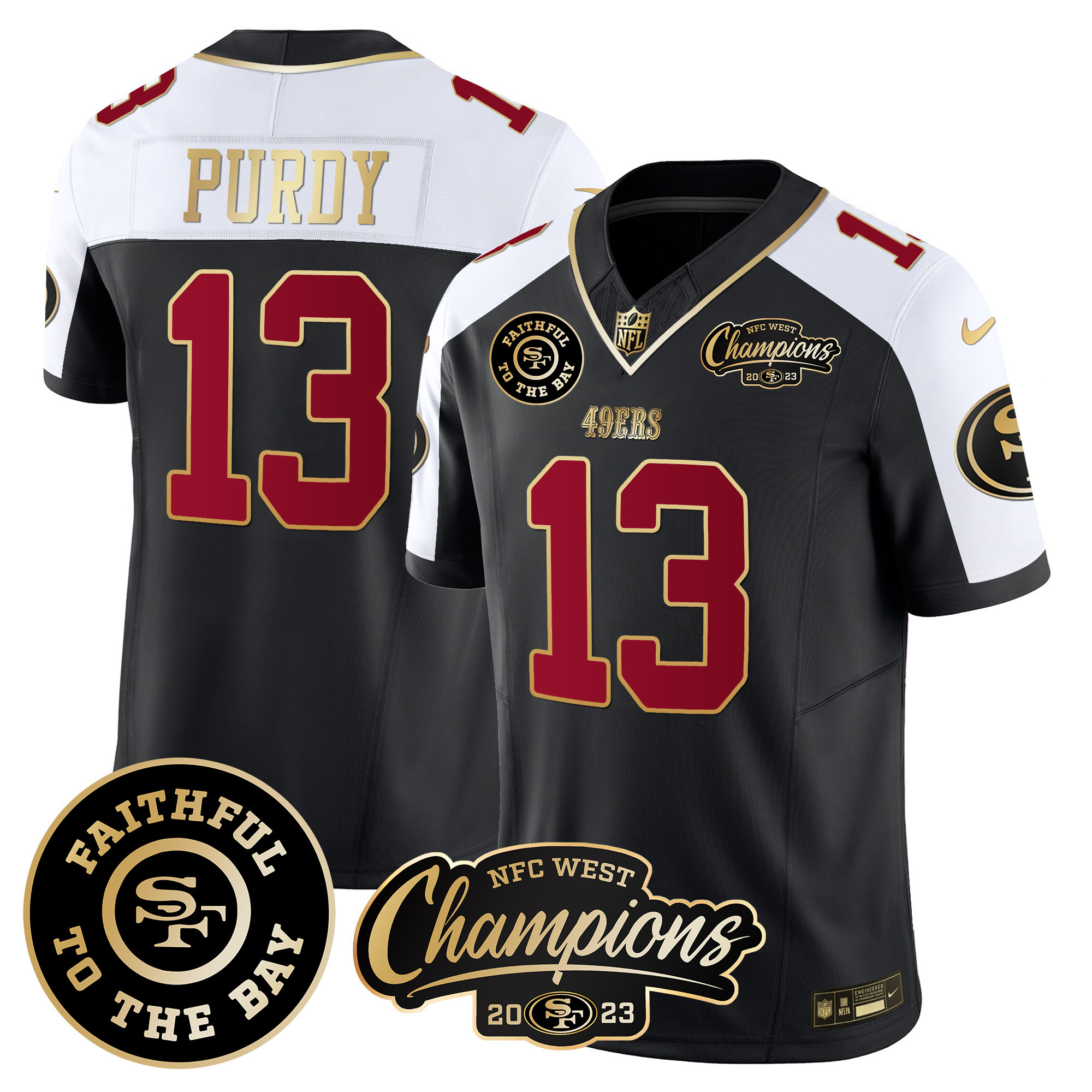 Men's 49ers Faithful & 2023 NFC West Champions Patch Vapor Jersey - All Stitched - Image 3