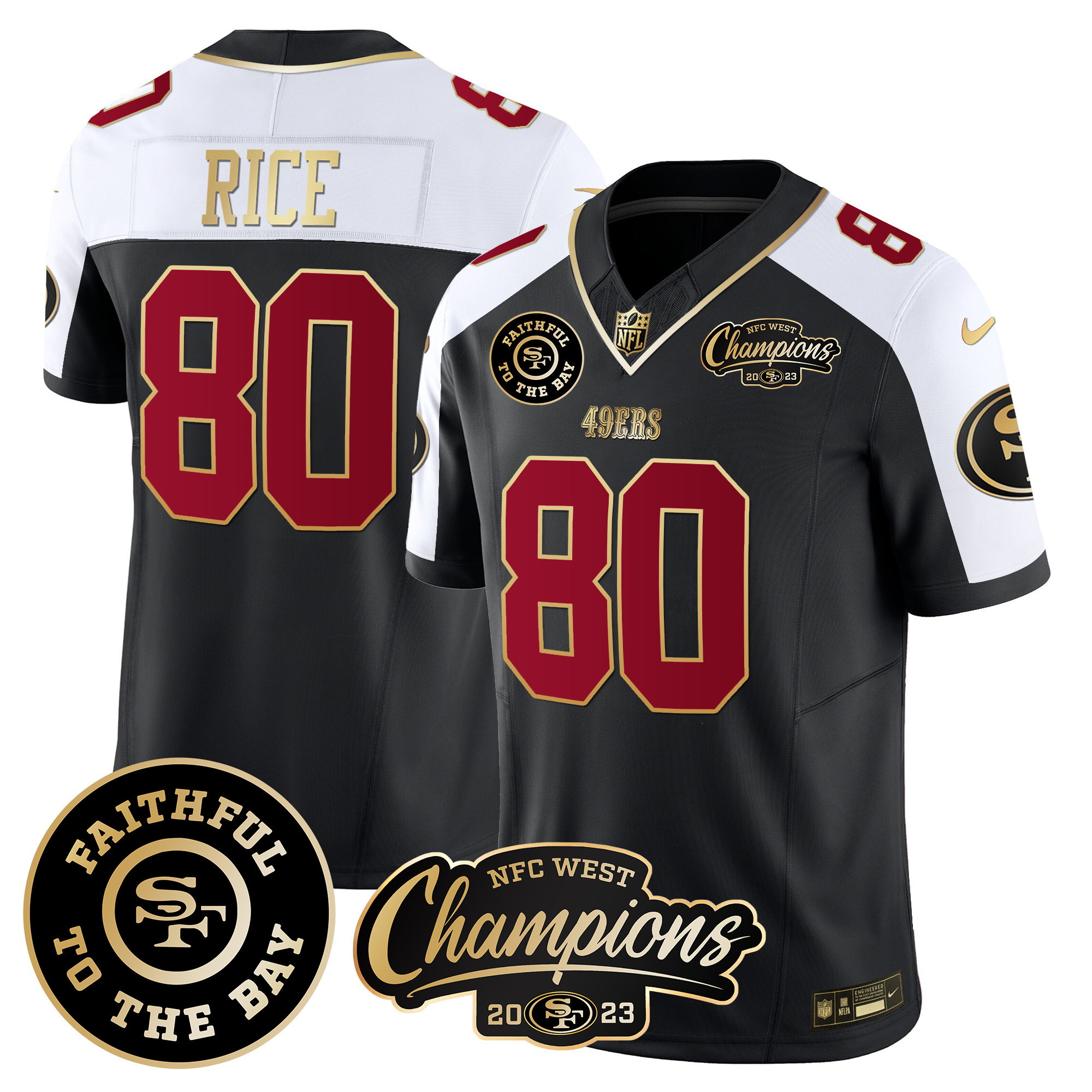 Men's 49ers Faithful & 2023 NFC West Champions Patch Vapor Jersey - All Stitched - Image 6