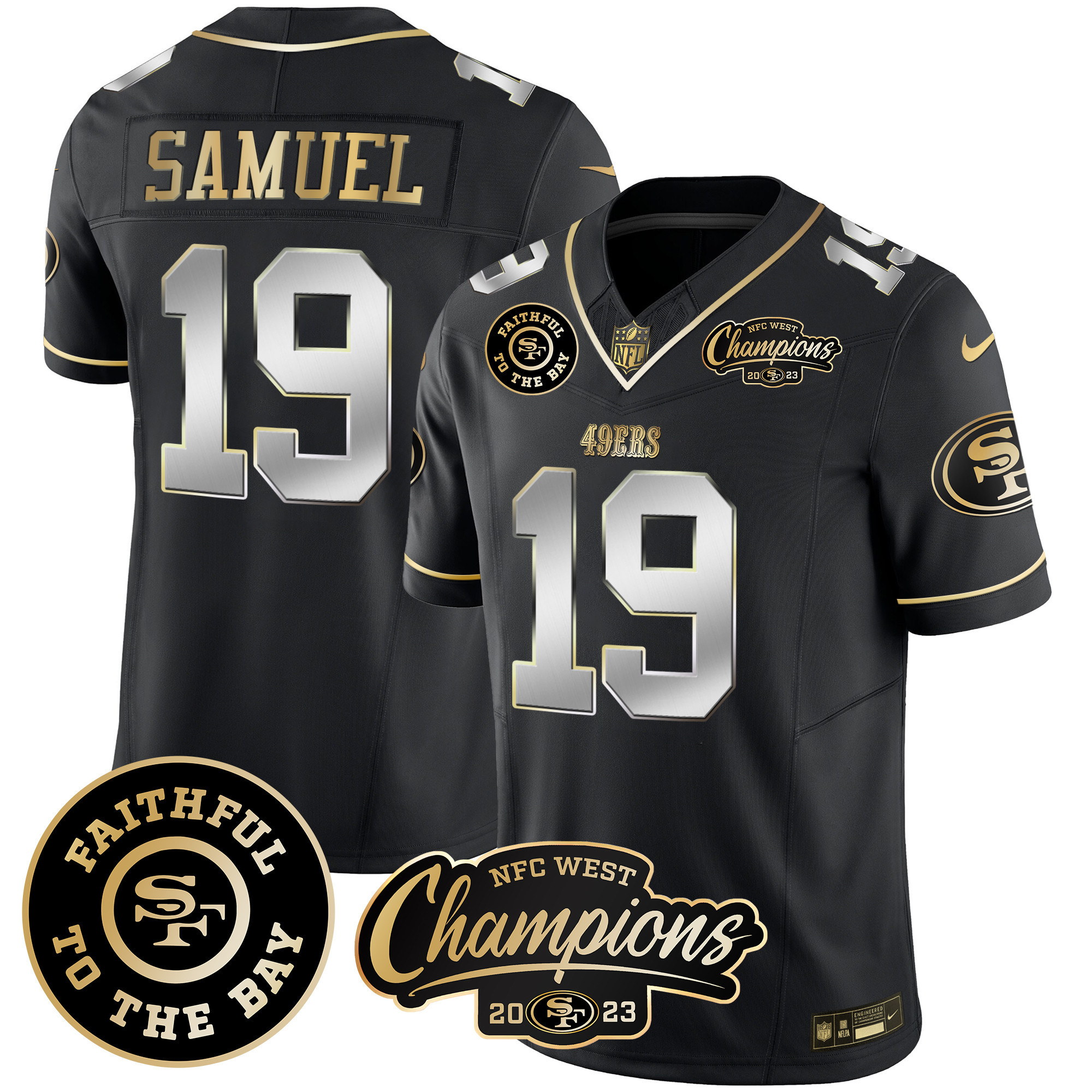 Men's 49ers Faithful & 2023 NFC West Champions Patch Vapor Jersey - All Stitched - Image 32