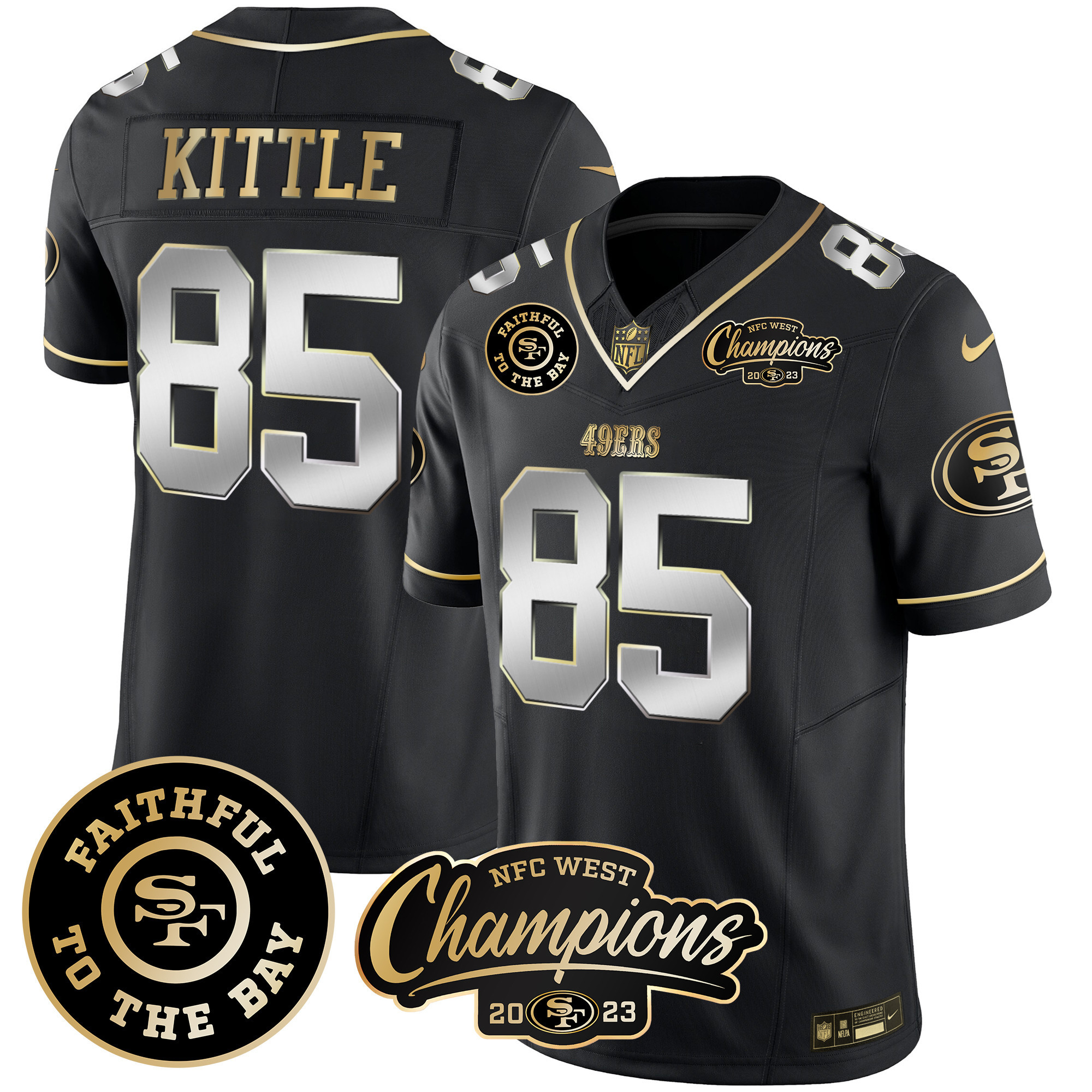 Men's 49ers Faithful & 2023 NFC West Champions Patch Vapor Jersey - All Stitched - Image 34