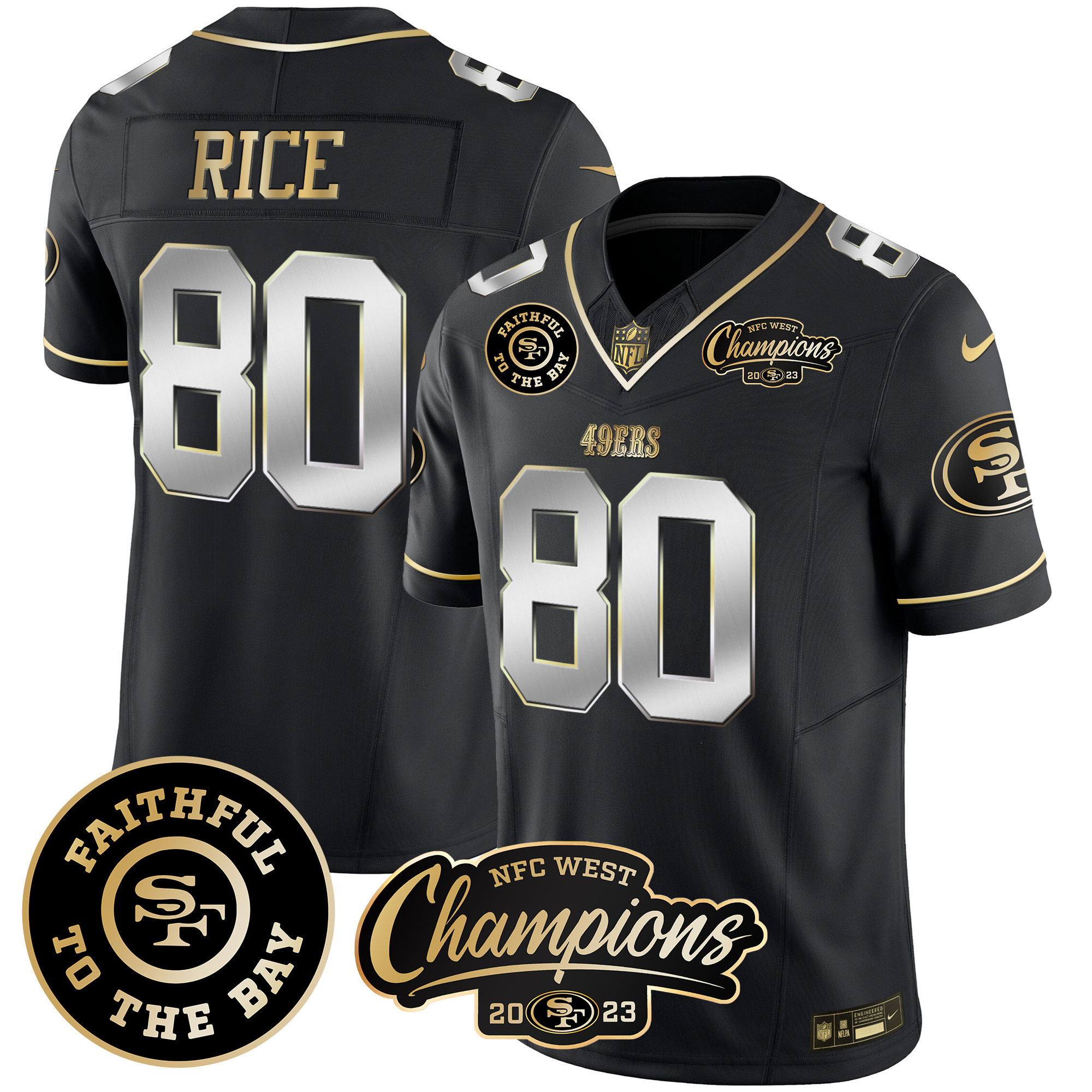 Men's 49ers Faithful & 2023 NFC West Champions Patch Vapor Jersey - All Stitched - Image 36