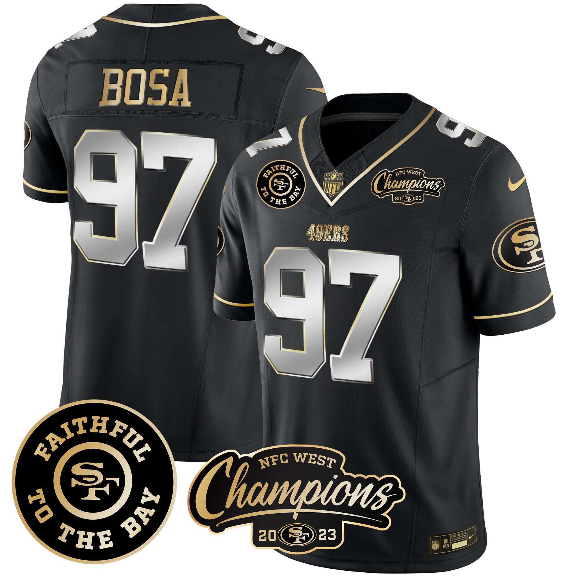 Men's 49ers Faithful & 2023 NFC West Champions Patch Vapor Jersey - All Stitched - Image 37