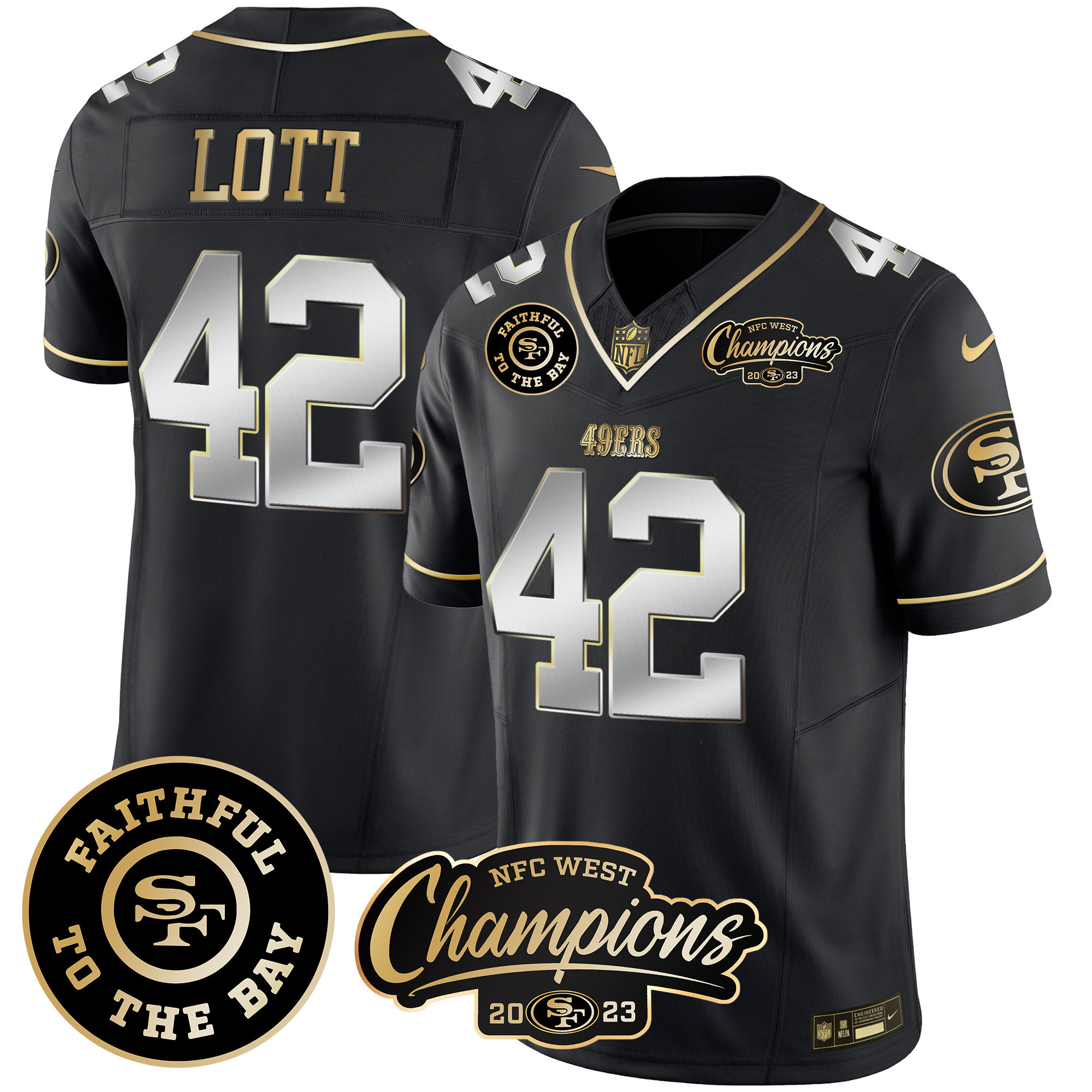 Men's 49ers Faithful & 2023 NFC West Champions Patch Vapor Jersey - All Stitched - Image 39