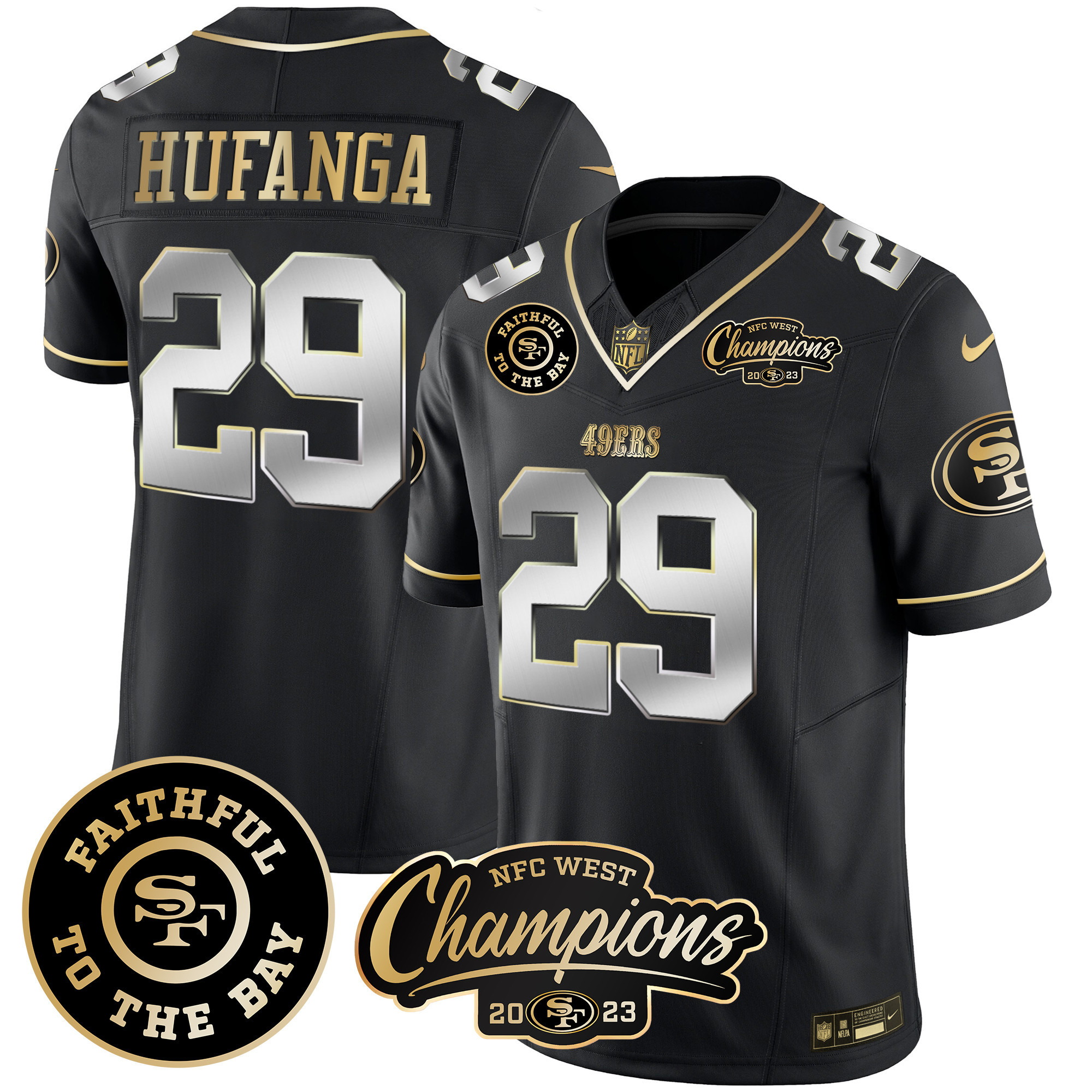 Men's 49ers Faithful & 2023 NFC West Champions Patch Vapor Jersey - All Stitched - Image 40