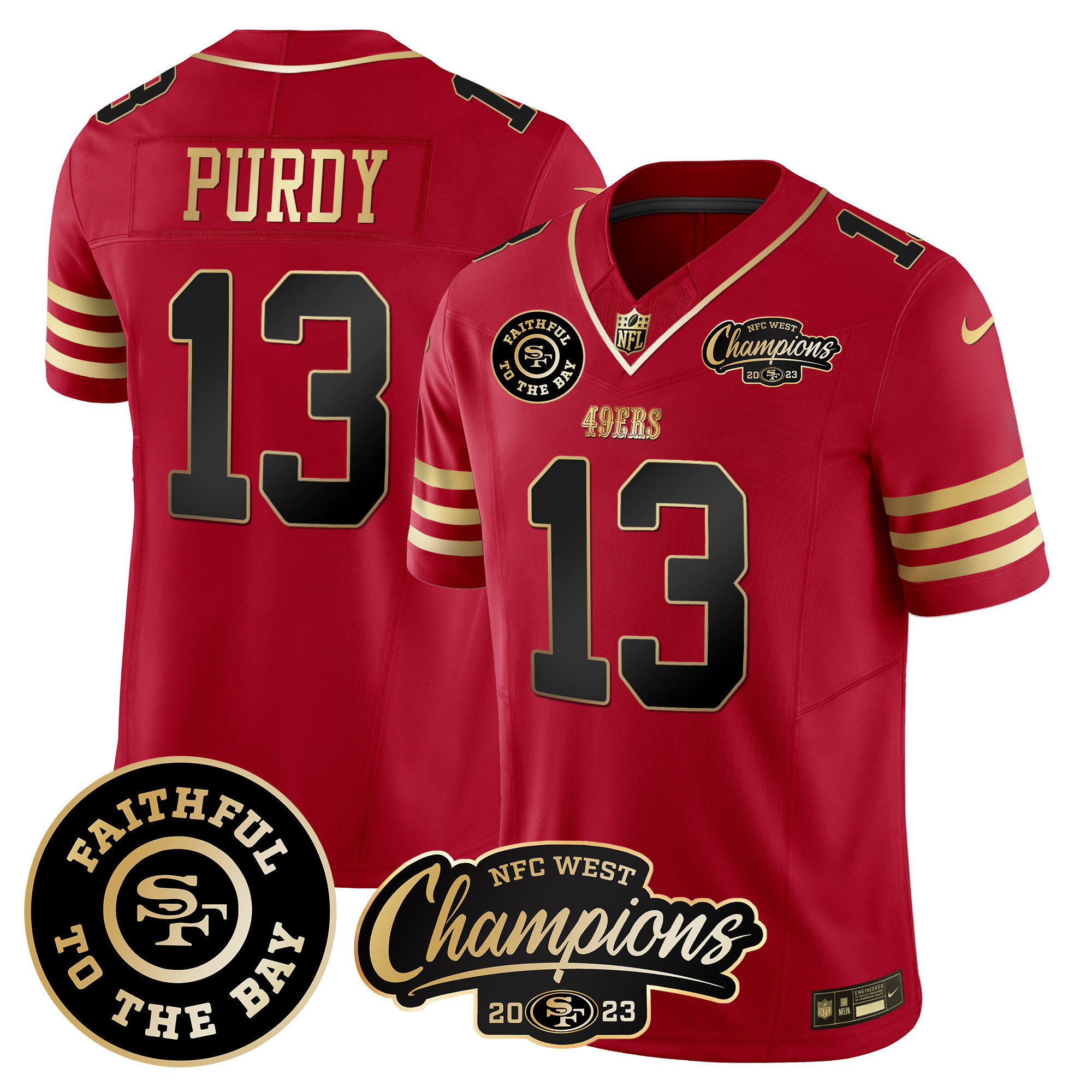 Men's 49ers Faithful & 2023 NFC West Champions Patch Vapor Jersey - All Stitched - Image 13