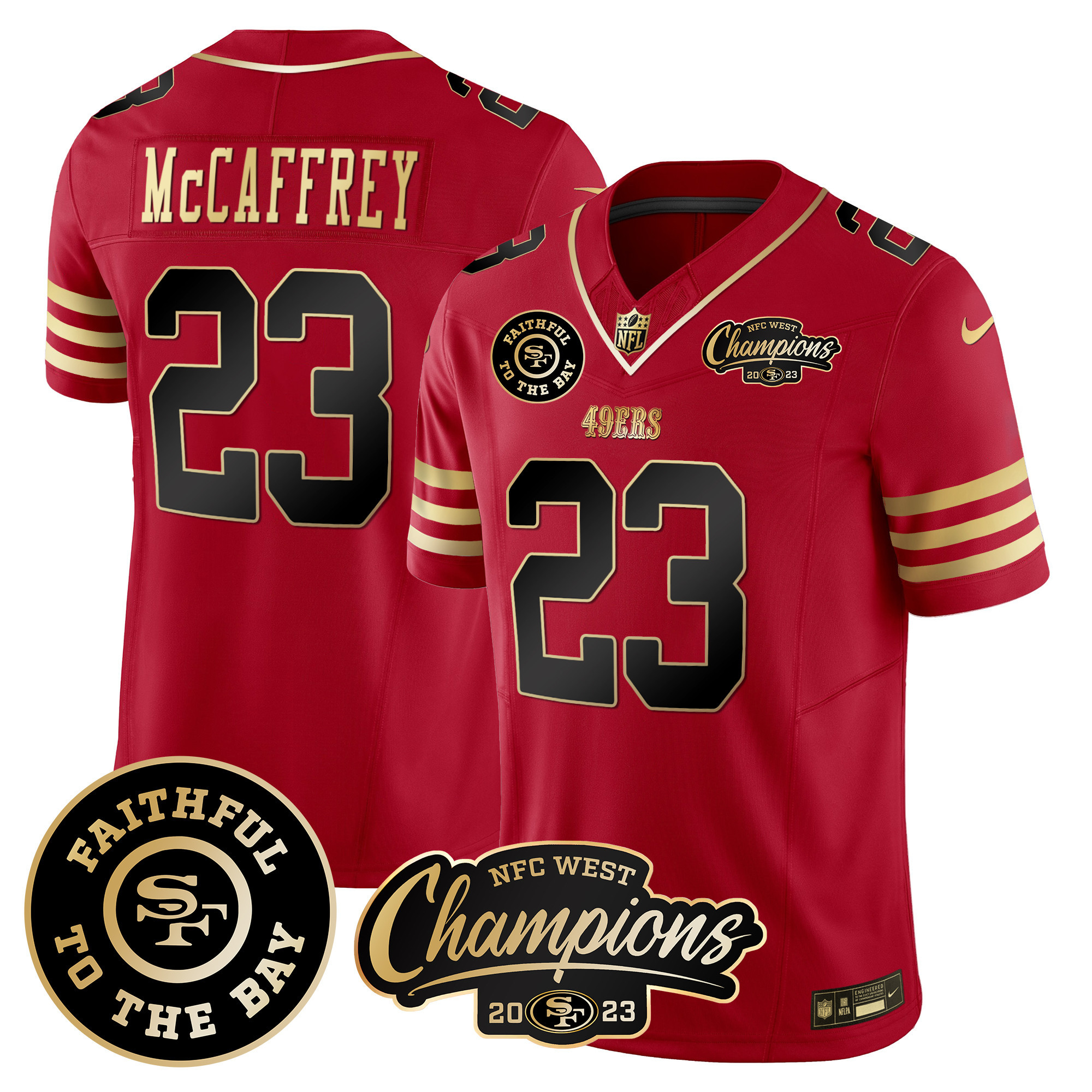 Men's 49ers Faithful & 2023 NFC West Champions Patch Vapor Jersey - All Stitched - Image 11